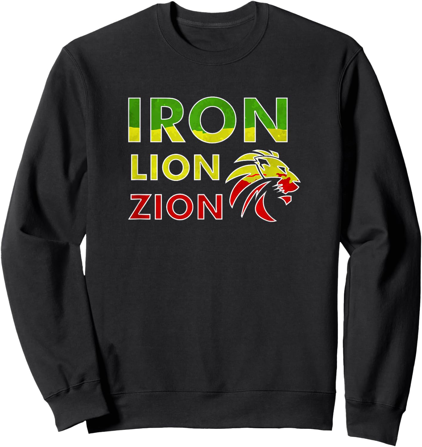 Iron, Lion, Zion, Jamaica, Rasta Sweatshirt - Sweatshirt | Black