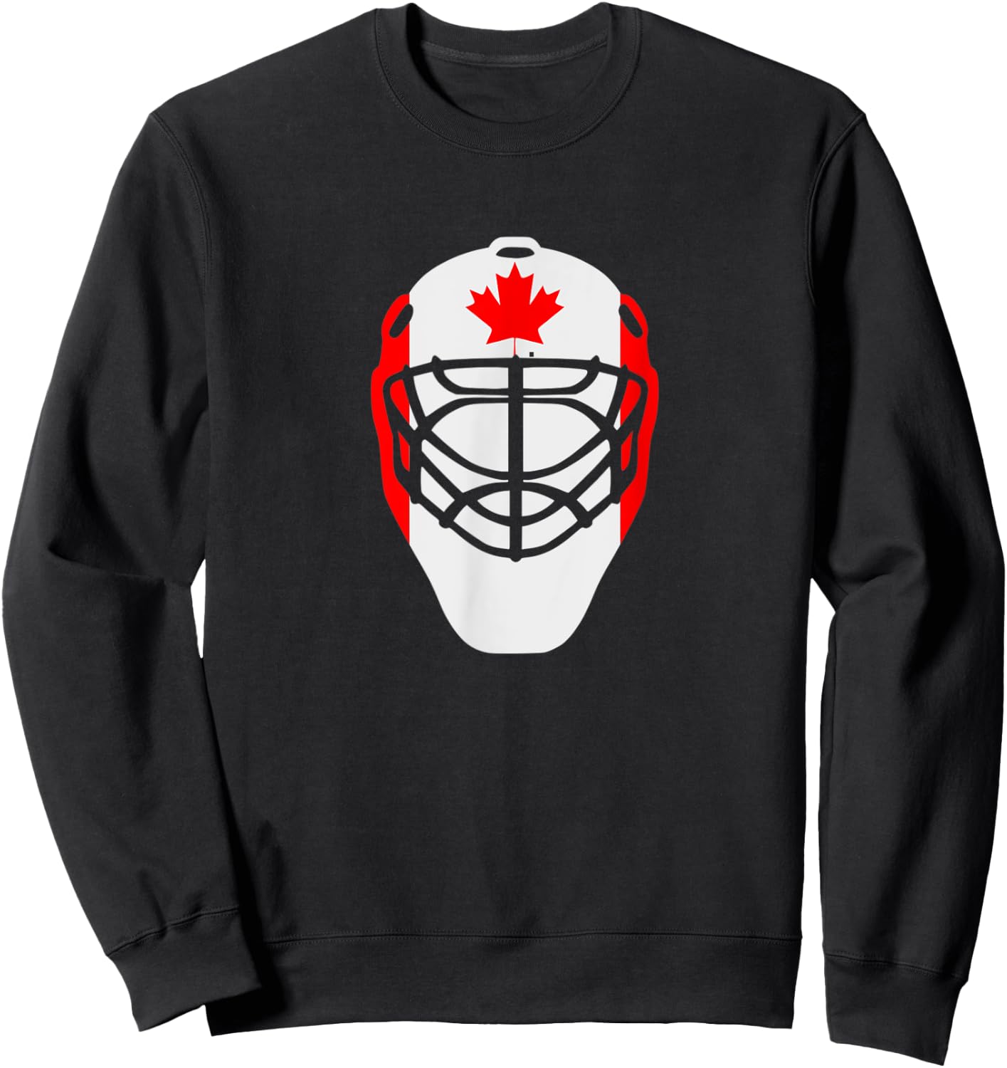 Men Novelty Ice Hockey Goalie Mask Canada Flag Style Sweatshirt - Sweatshirt | Black
