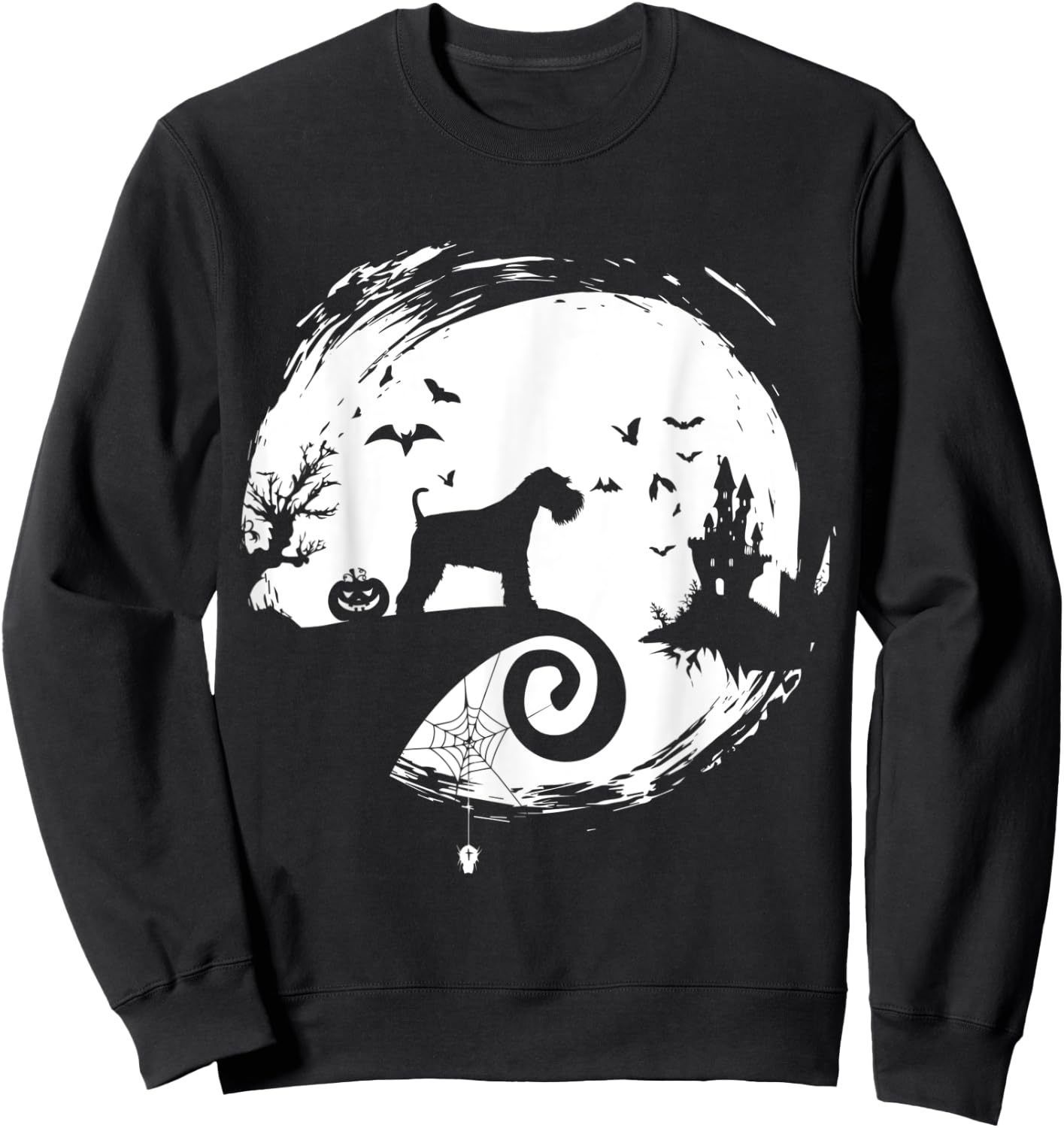 Miniature Schnauzer Halloween Costume Moon Silhouette Sweatshirt - Sweatshirt | Black