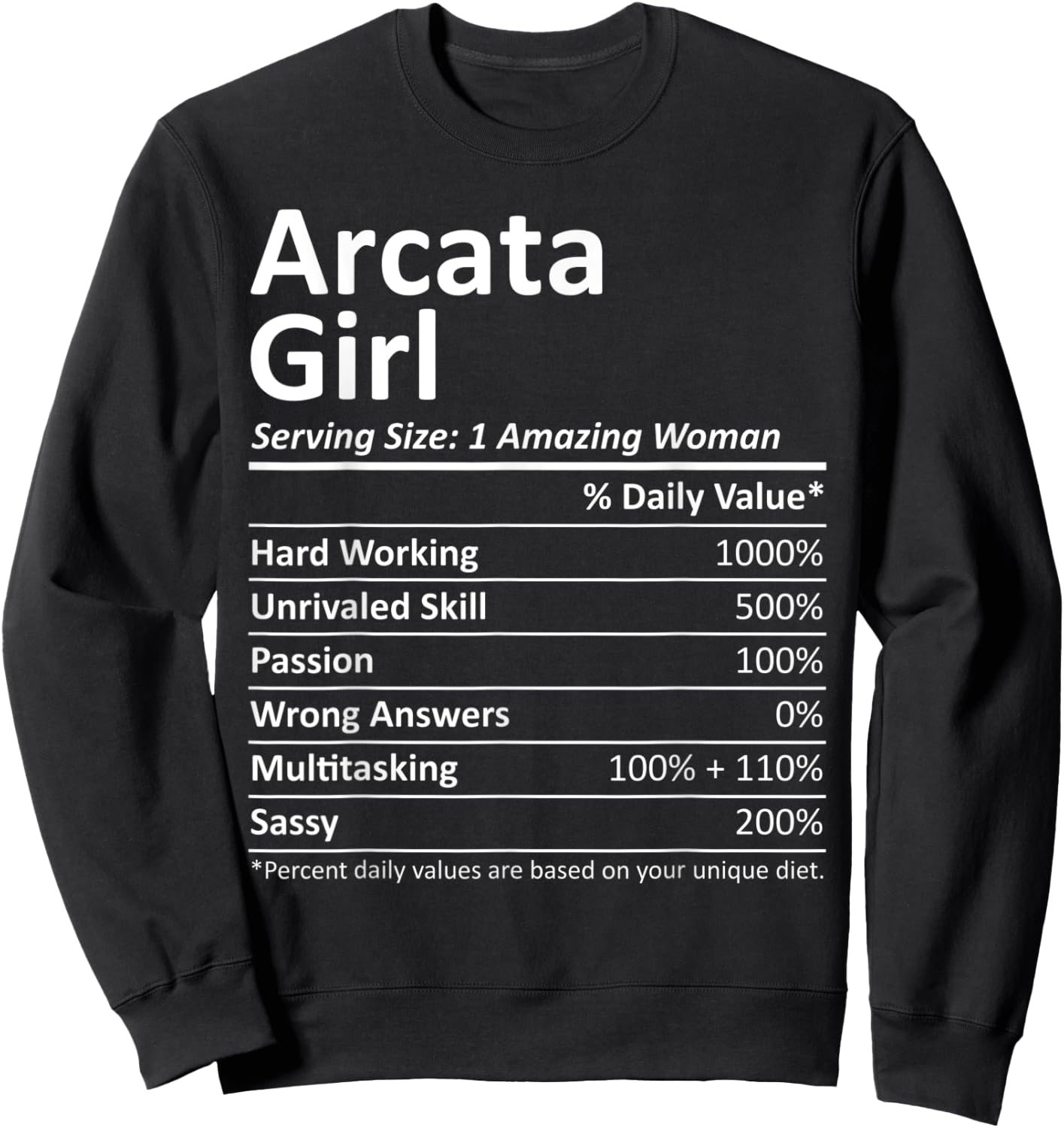 ARCATA GIRL CA CALIFORNIA Funny City Home Roots USA Gift Sweatshirt - Sweatshirt | Black