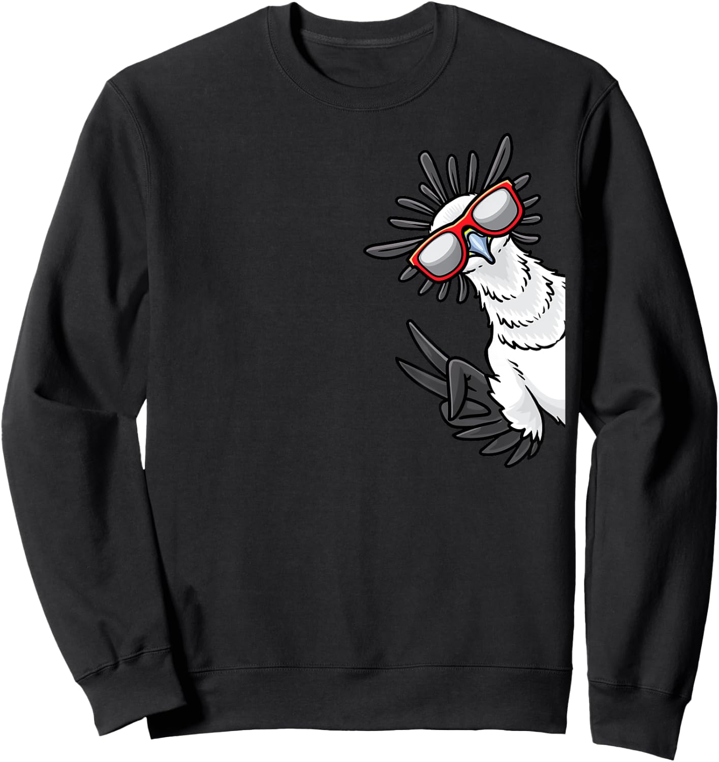 Secretary Bird From Side Secretarybird With Sunglasses Sweatshirt - Sweatshirt | Black