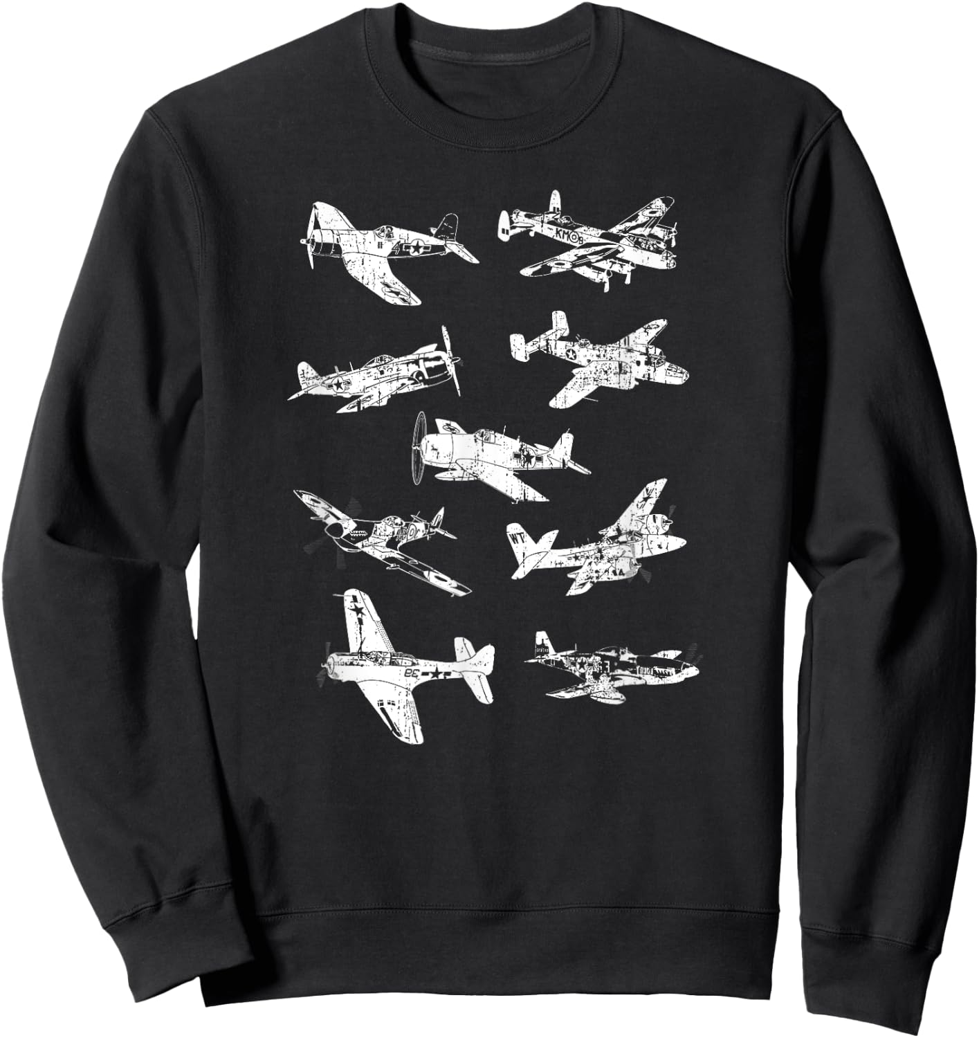 WWII US Fighter Jet Aircraft World War II Vintage Airplanes Sweatshirt - Sweatshirt | Black