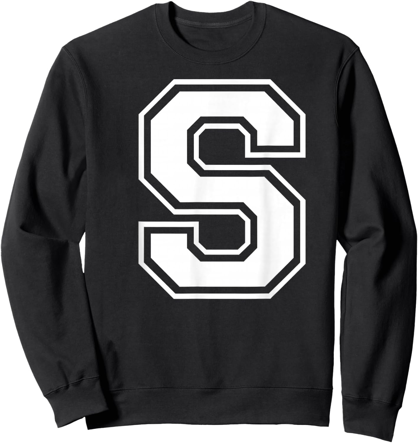 Letter S Capital Alphabet College Varsity Monogram Club Sweatshirt - Sweatshirt | Black