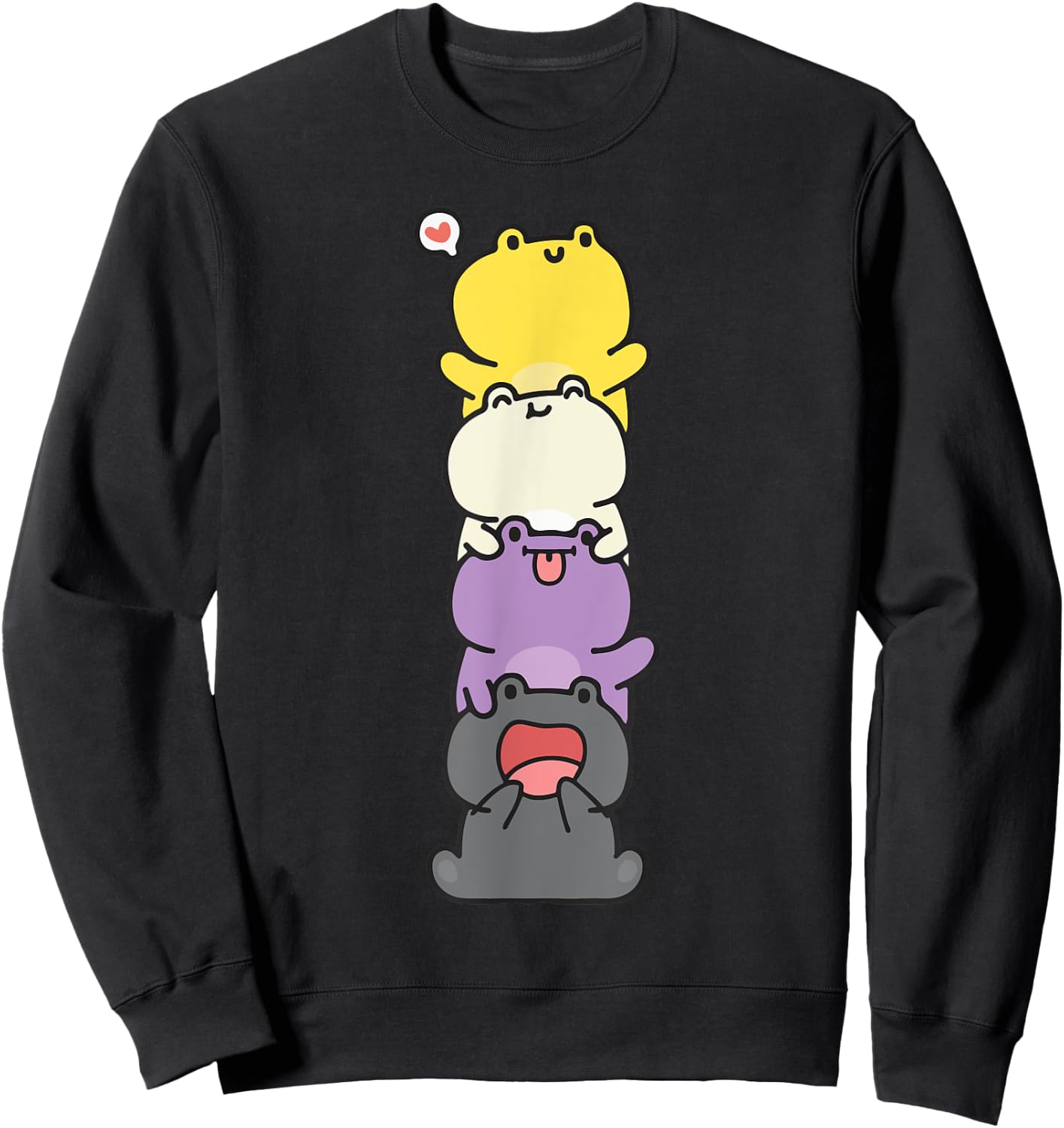 Nonbinary Flag Color Frogs Subtle Enby Pride Cute Aesthetic Sweatshirt - Sweatshirt | Black