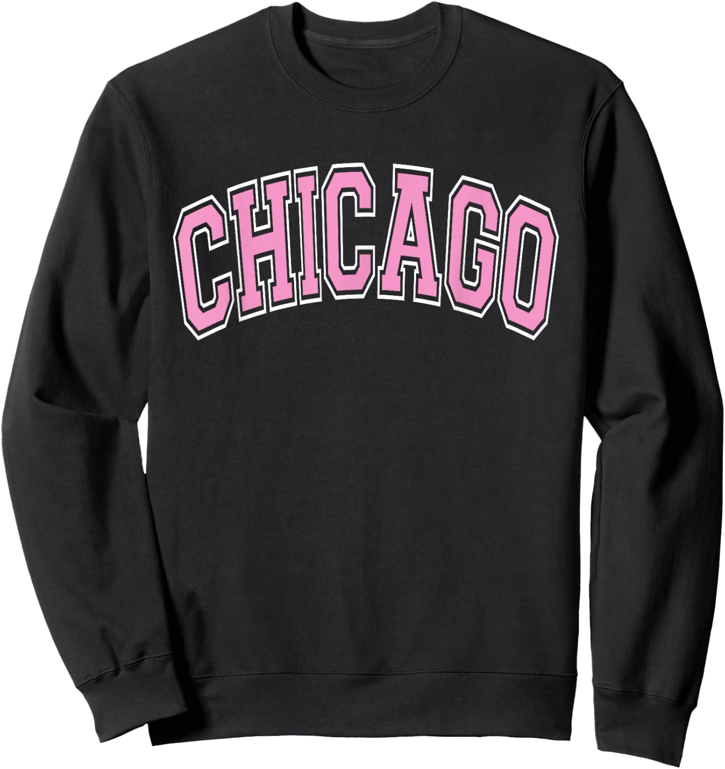 Chicago Arched Pink Text Sweatshirt - Sweatshirt | Black