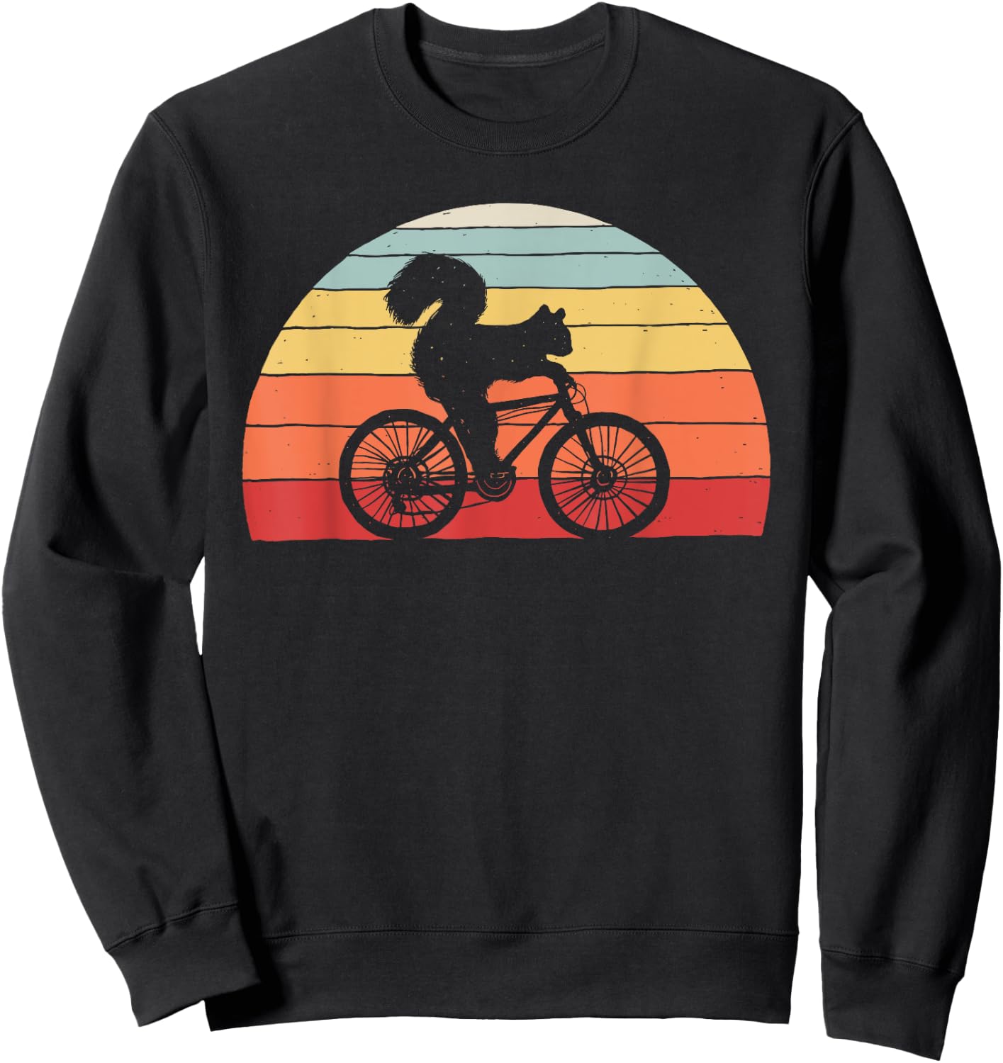 Vintage Retro Squirrel Riding A Bicycle Bike Squirrel Sweatshirt - Sweatshirt | Black