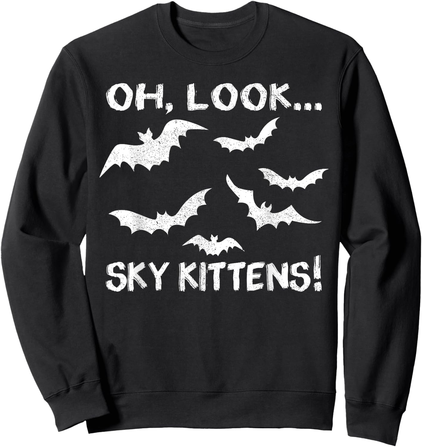 Funny Bat Lover Gift Women Cool Sky Kittens Horror Sweatshirt - Sweatshirt | Black