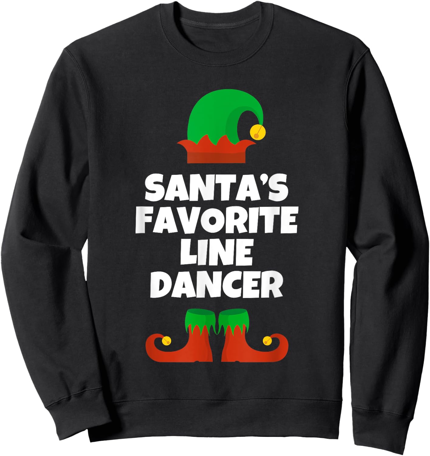 Santas Favorite Line Dancer Christmas Funny Pj Dancing Dance Sweatshirt - Sweatshirt | Black
