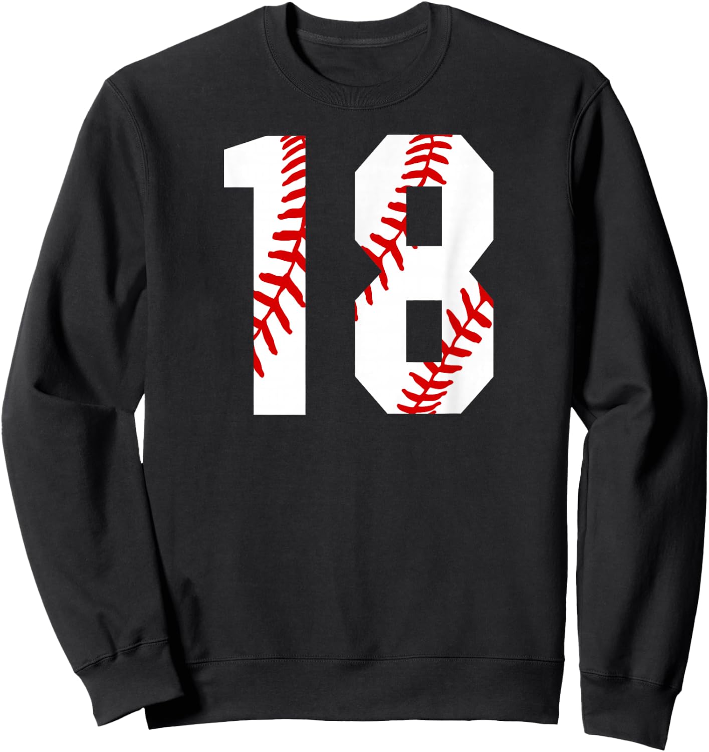 Vintage Baseball Mom #18 Jersey Baseball Player Number 18 Sweatshirt - Sweatshirt | Black
