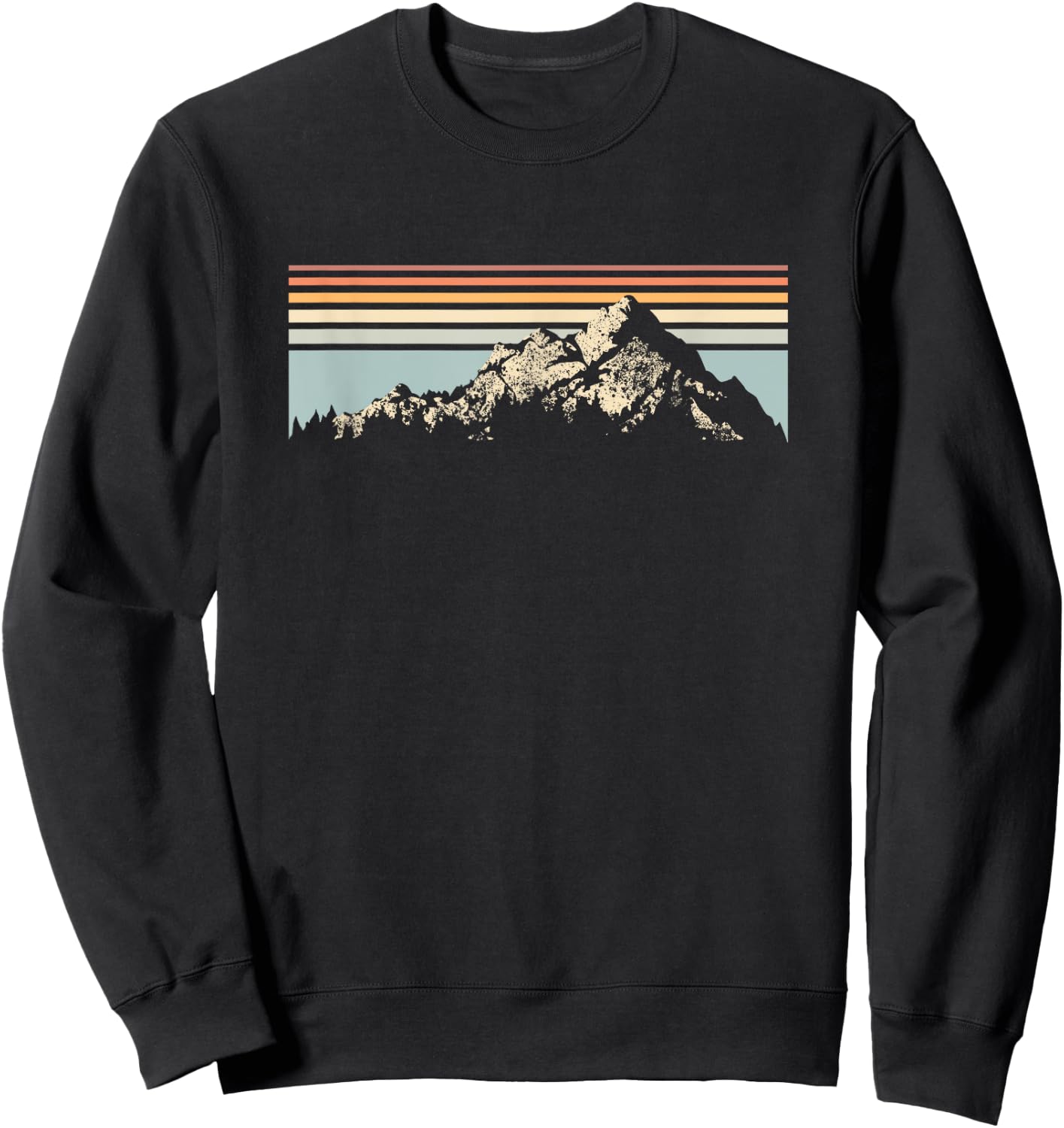 Mountain Sunset Stripe Rainbow Outdoors Nature Hiking Fan Sweatshirt - Sweatshirt | Black