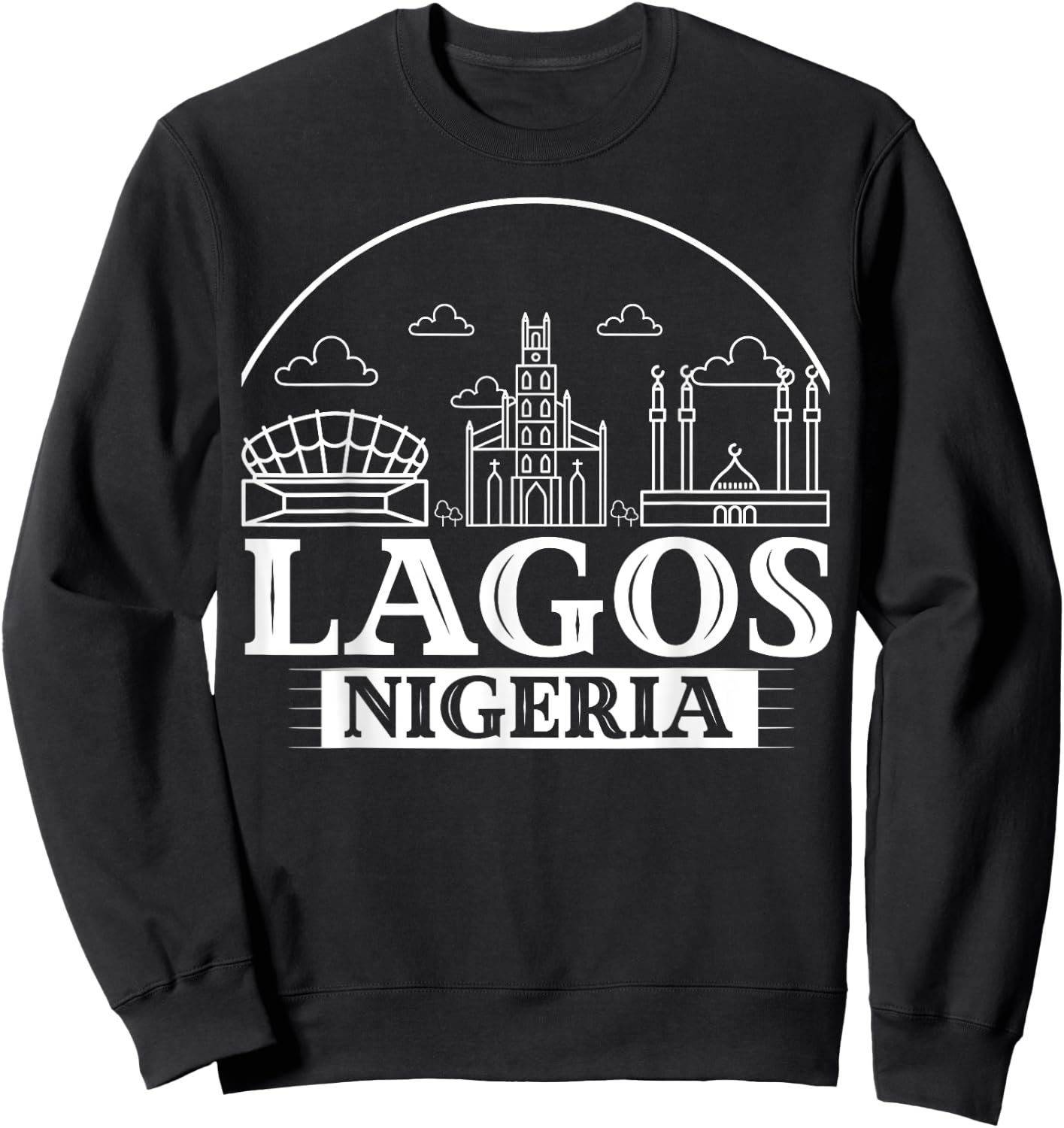 Lagos Nigeria City Skyline Map Travel Sweatshirt - Sweatshirt | Black