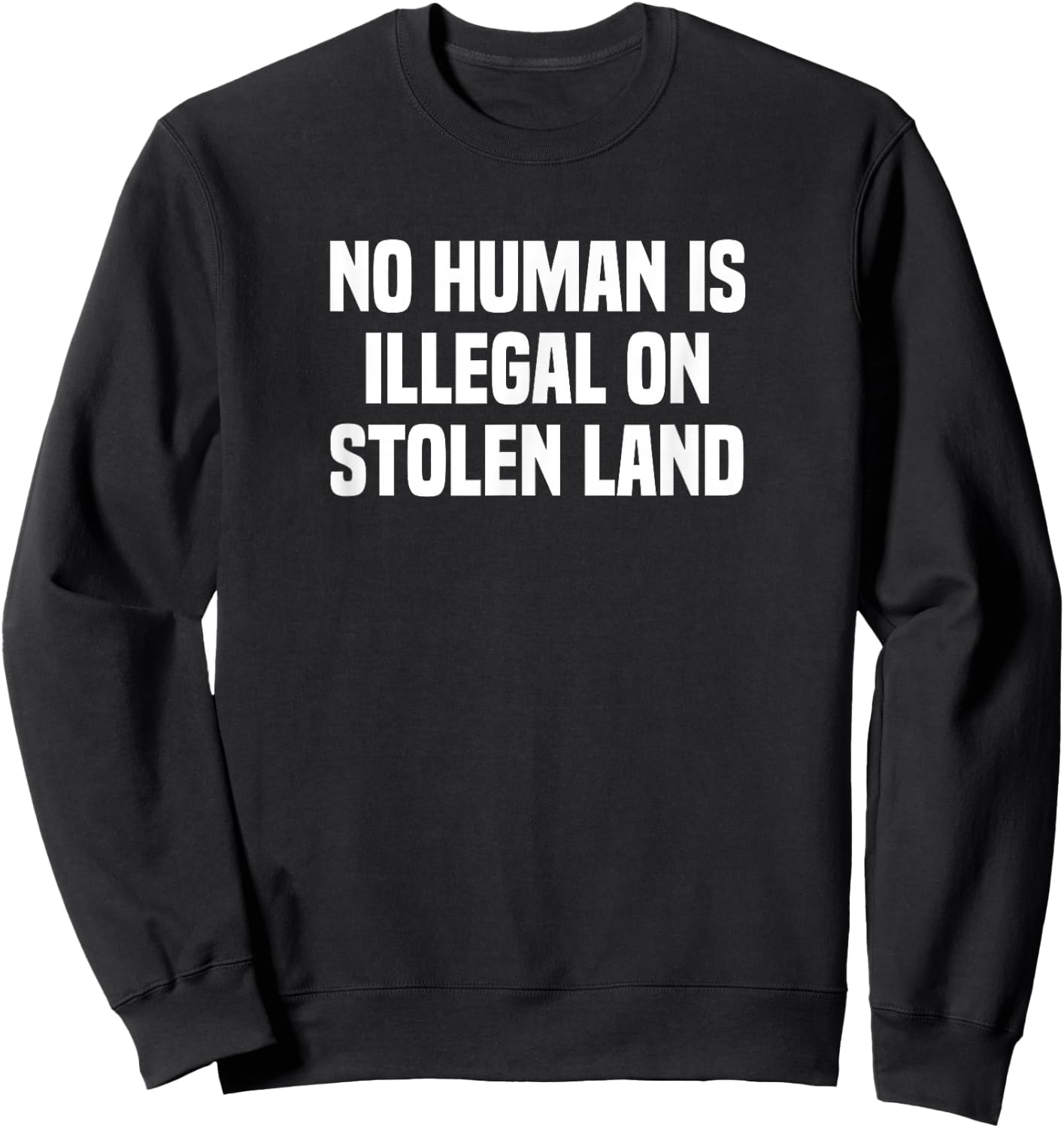 No Human is Illegal Stolen Land Native American Indigenous Sweatshirt - Sweatshirt | Black