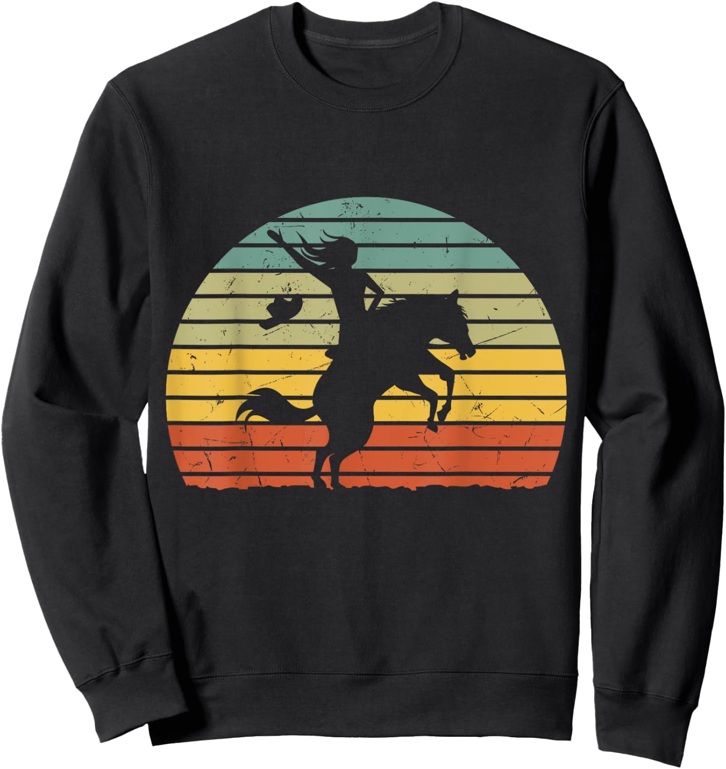 Girl Horse Riding Shirt Vintage Cowgirl Texas Ranch woman Sweatshirt - Sweatshirt | Black