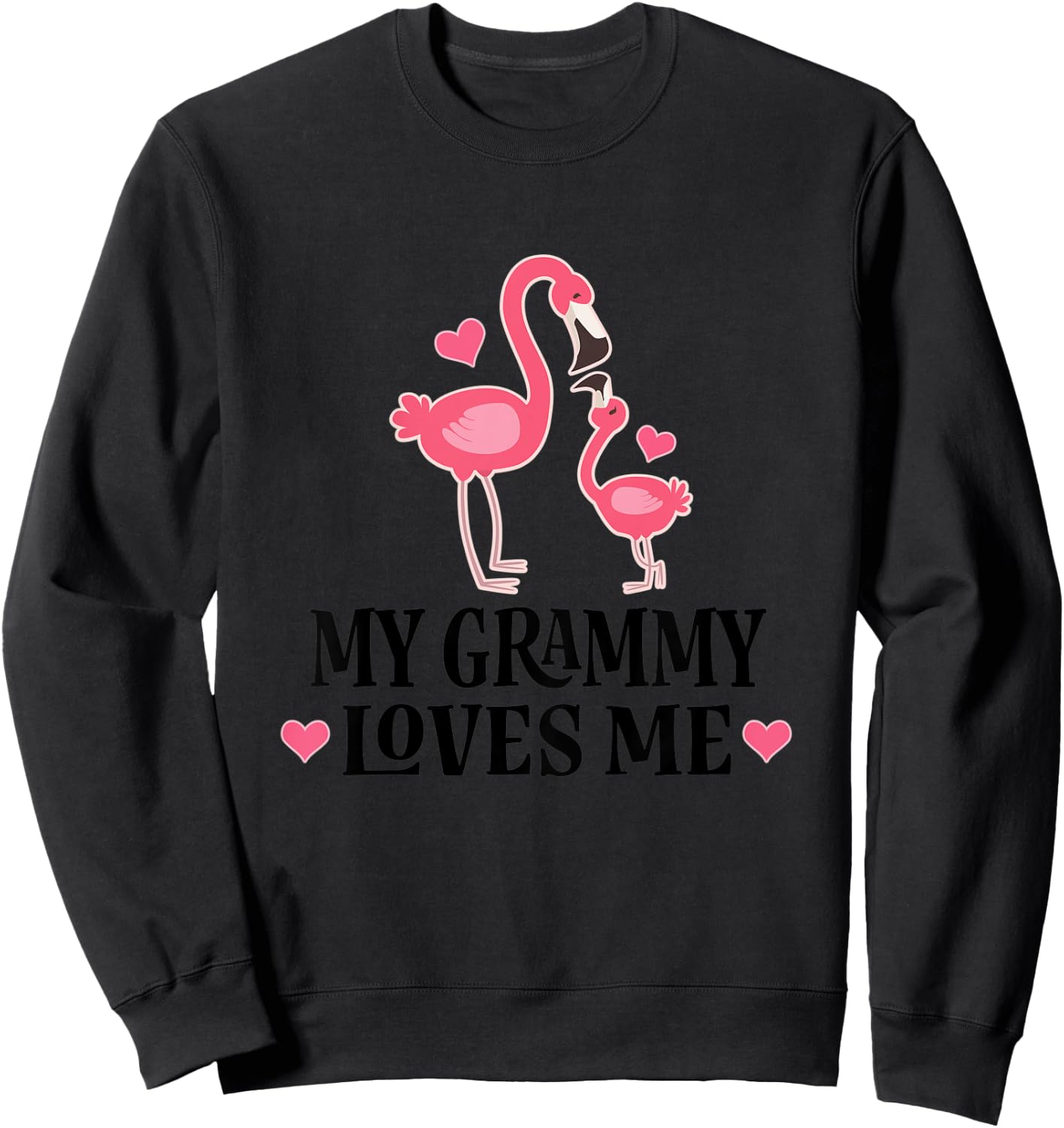 Kids Grammy Loves Me Cute Flamingo Gift Grandchild Sweatshirt - Sweatshirt | Black