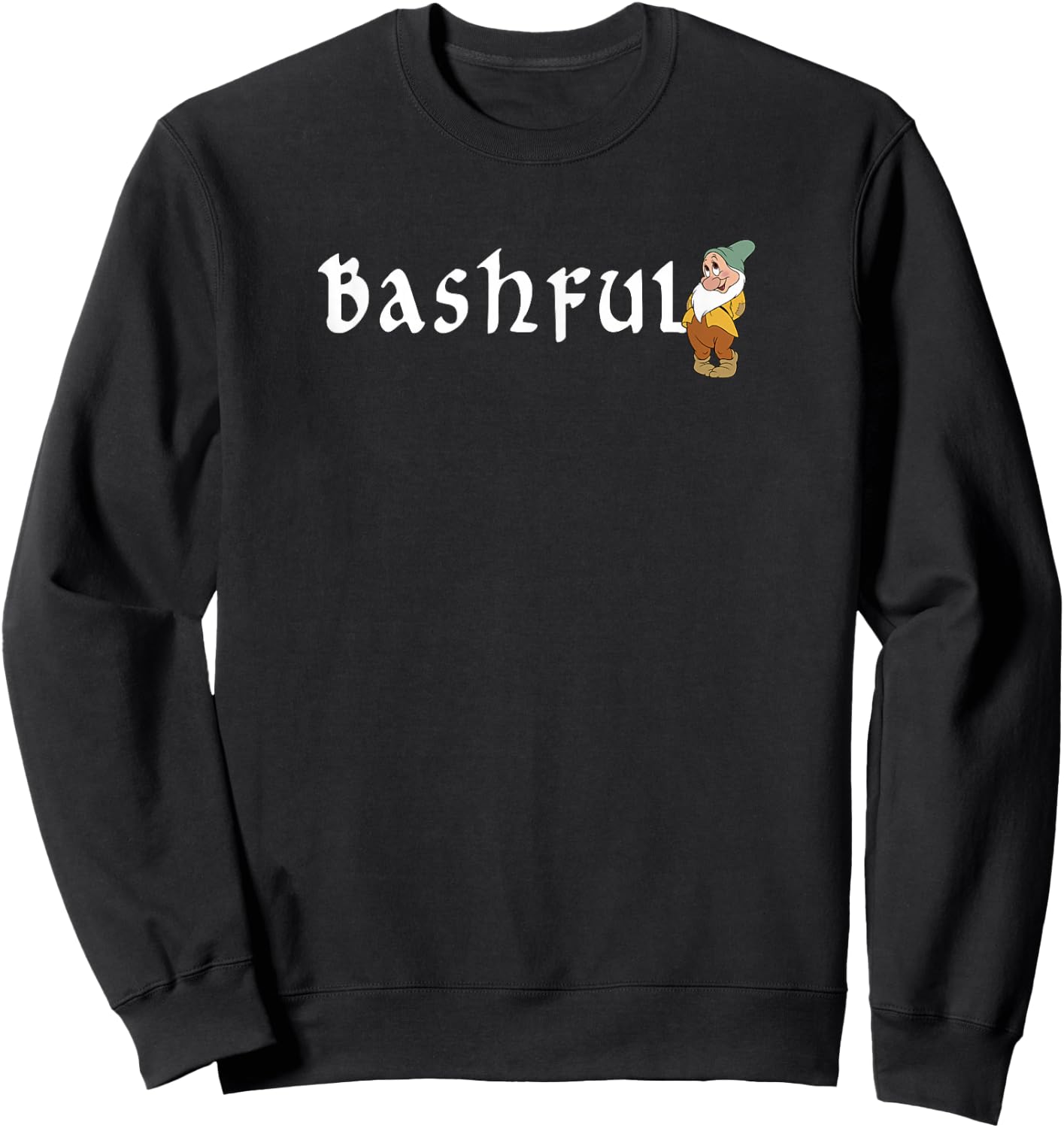 Disney Snow White Bashful Standing With Name Banner Sweatshirt - Sweatshirt | Black