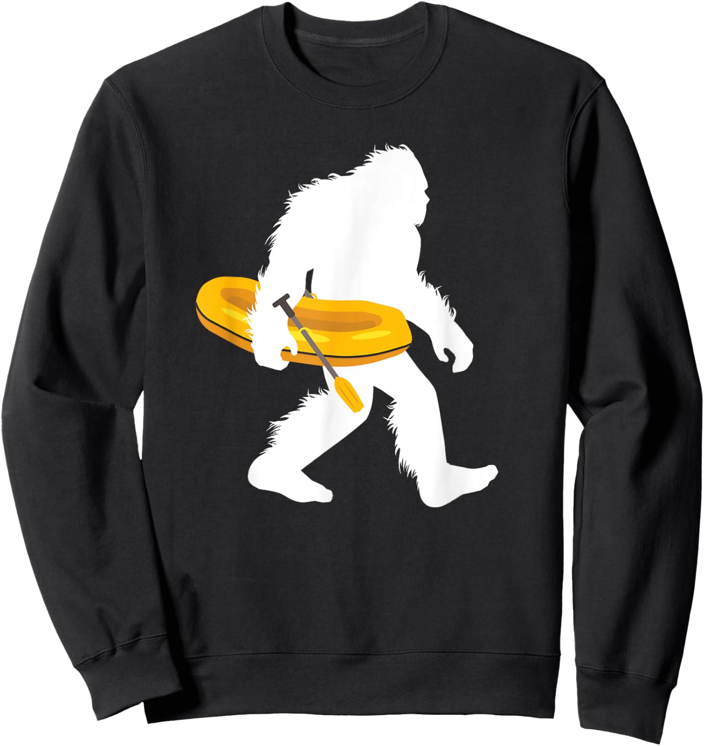 Bigfoot Carrying Rafting Boat Tubing Sasquatch With Raft Sweatshirt - Sweatshirt | Black