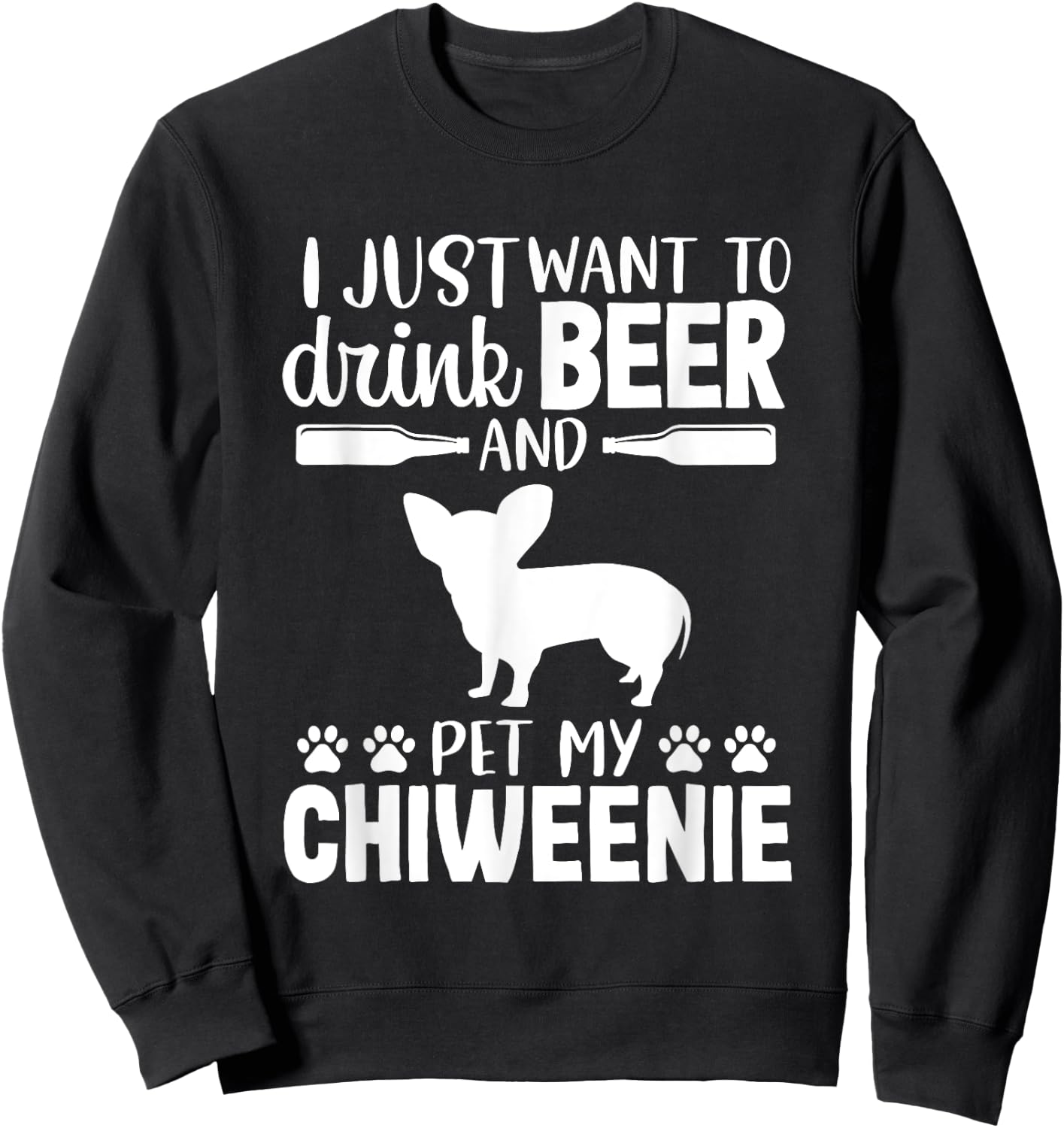 Beer Funny Dog Owner Lover Chiweenie Dog Mom Dad Women Sweatshirt - Sweatshirt | Black