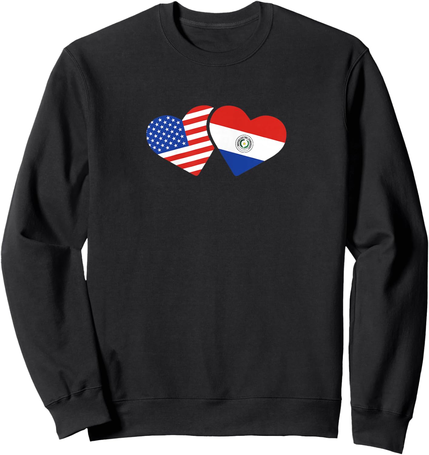USA Paraguay Flag T Shirt Hearts Paraguayan American Love Sweatshirt - Sweatshirt | Black