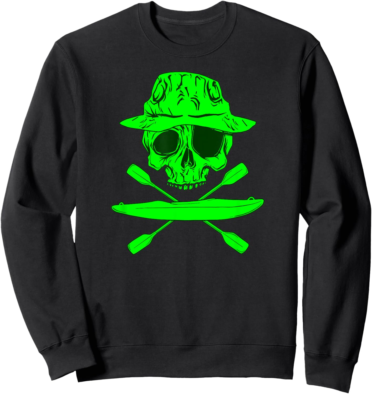 KAYAK CANOE rafting games white water green skull KAYAKER Sweatshirt - Sweatshirt | Black