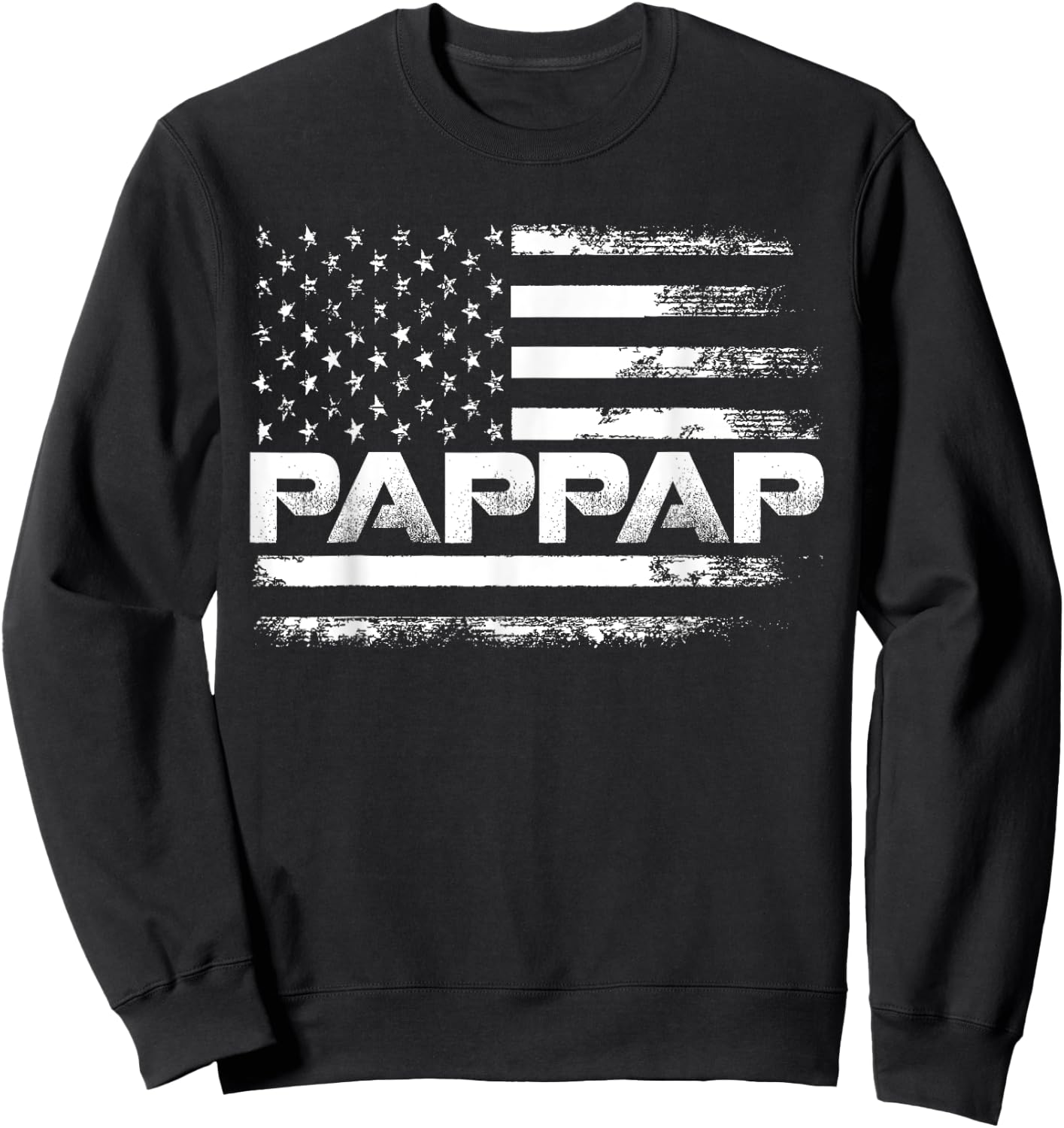 Pappap Gift America Flag Father's day Sweatshirt - Sweatshirt | Black