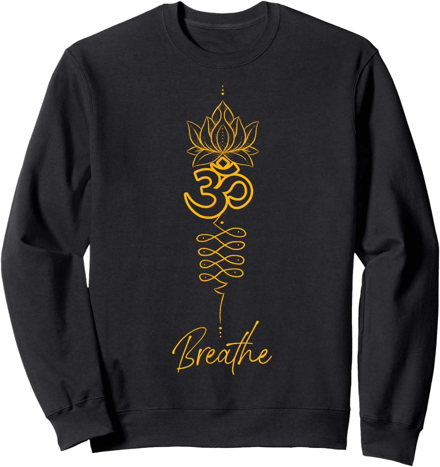 Unalome Symbol and Breath Yoga Sweatshirt - Sweatshirt | Black