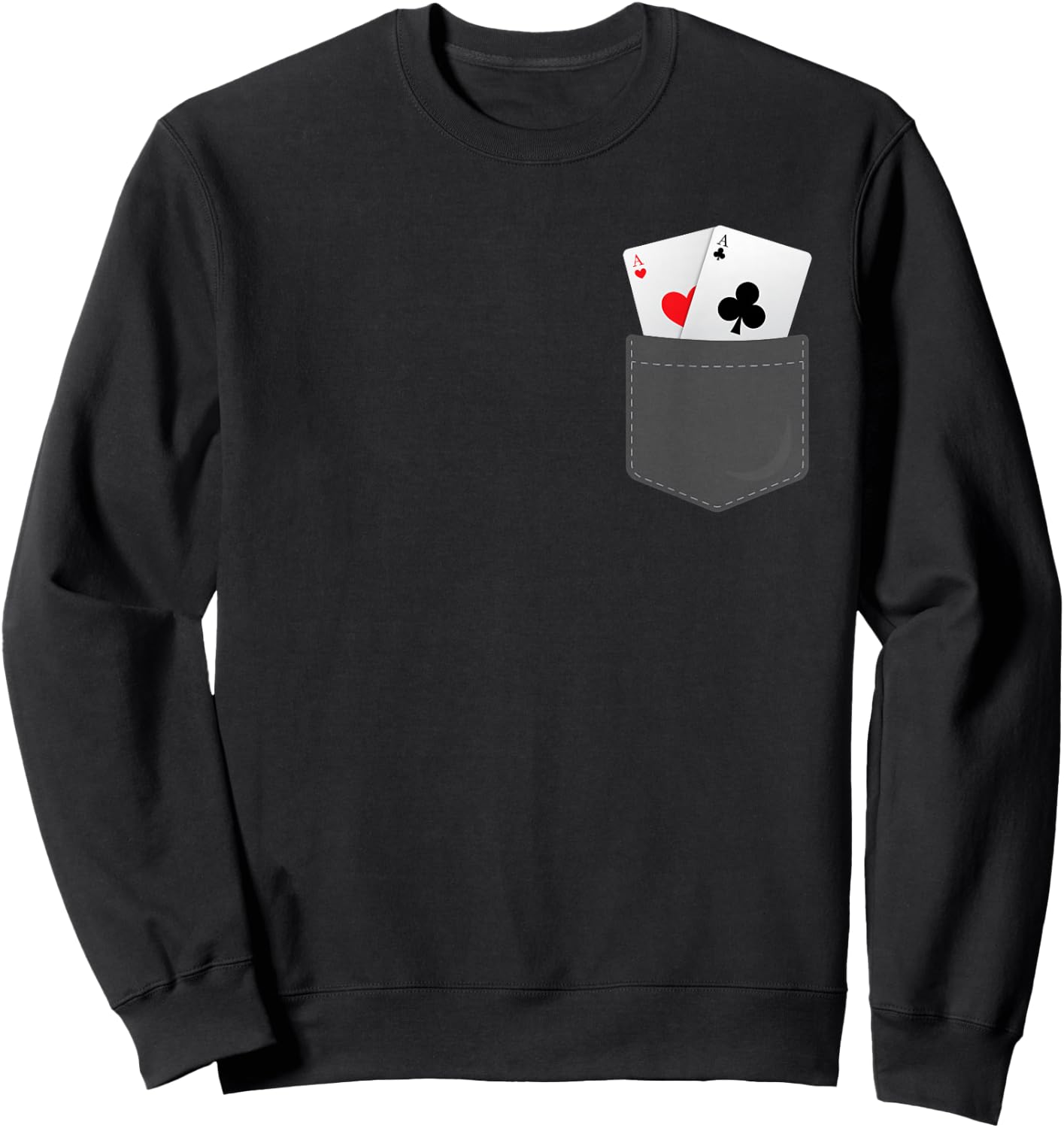 Pocket Aces Shirt Funny Faux Pocket Aces Poker Gift Sweatshirt - Sweatshirt | Black