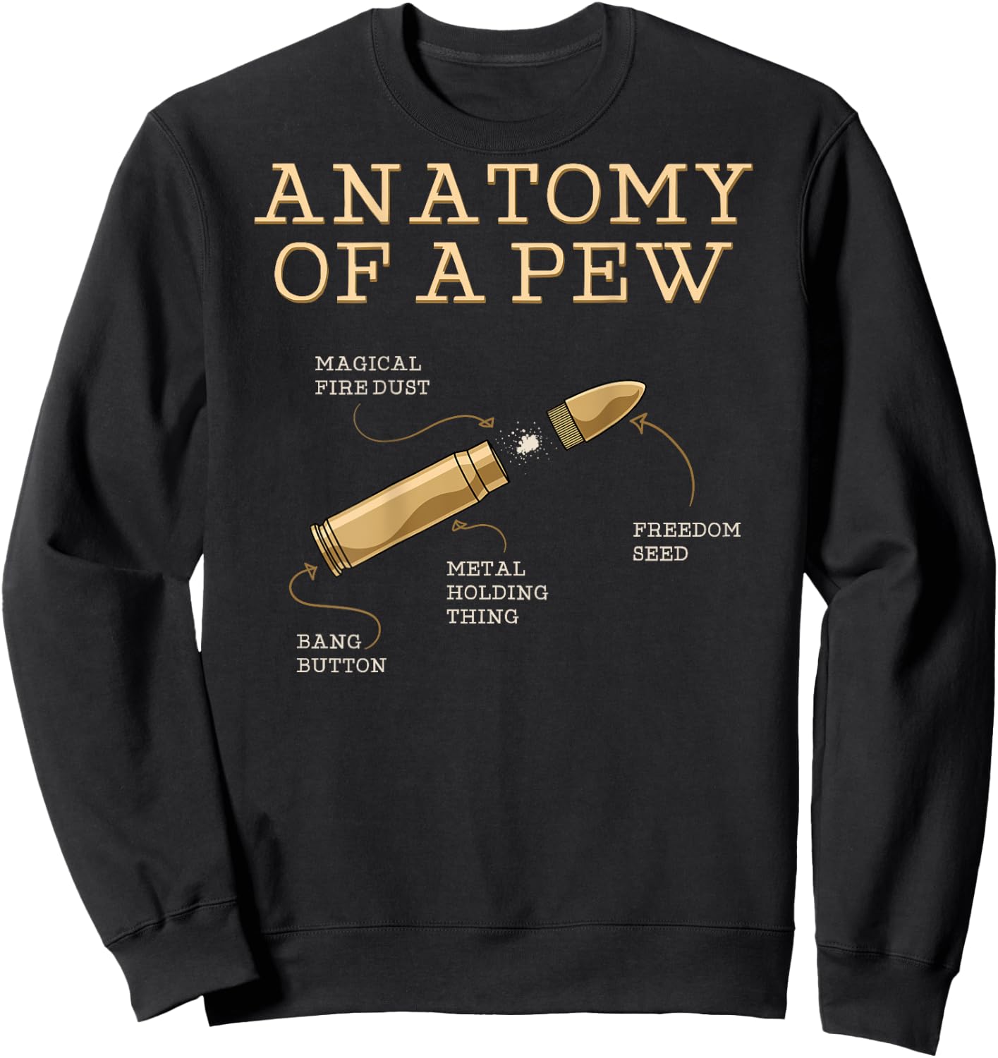 Funny Anatomy Of A Pew - Ammo Gun - Amendment Meme (on back) Sweatshirt - Sweatshirt | Black