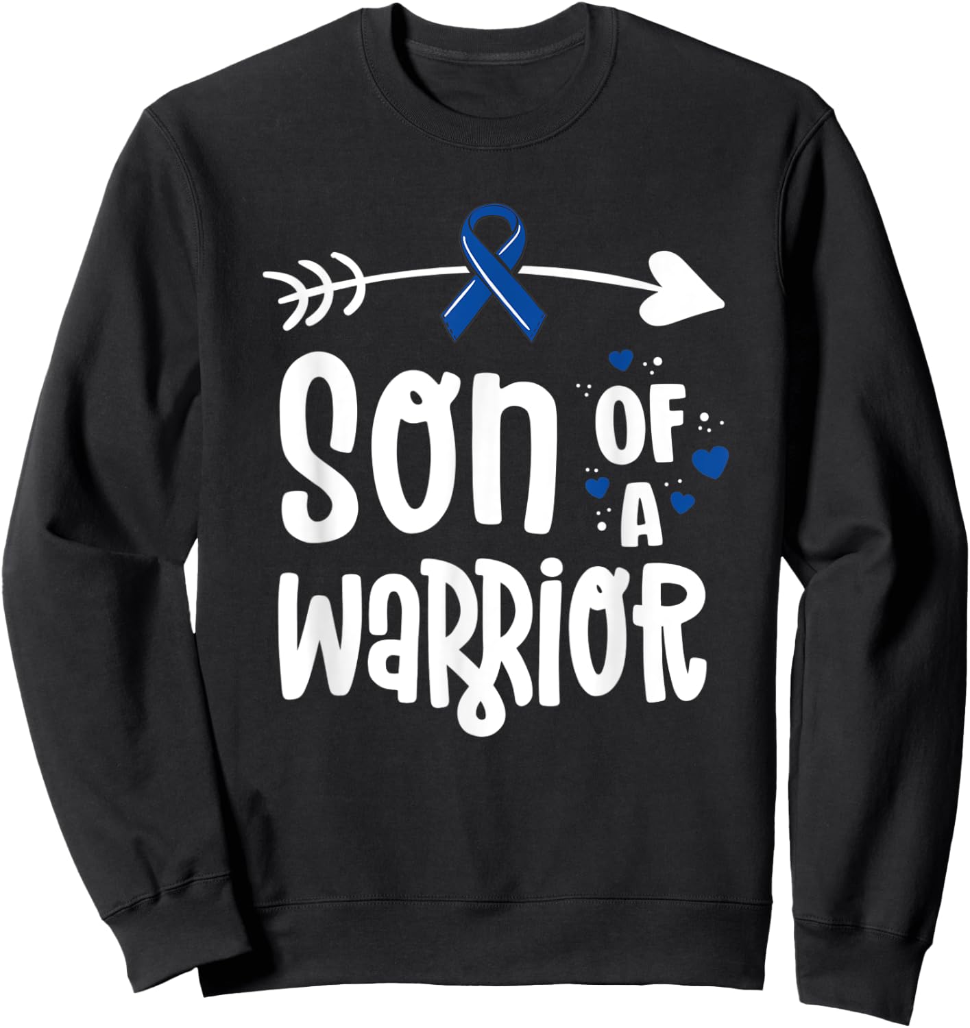 Colon Cancer Awareness Blue Dad Husband Fighter Warrior Sweatshirt - Sweatshirt | Black