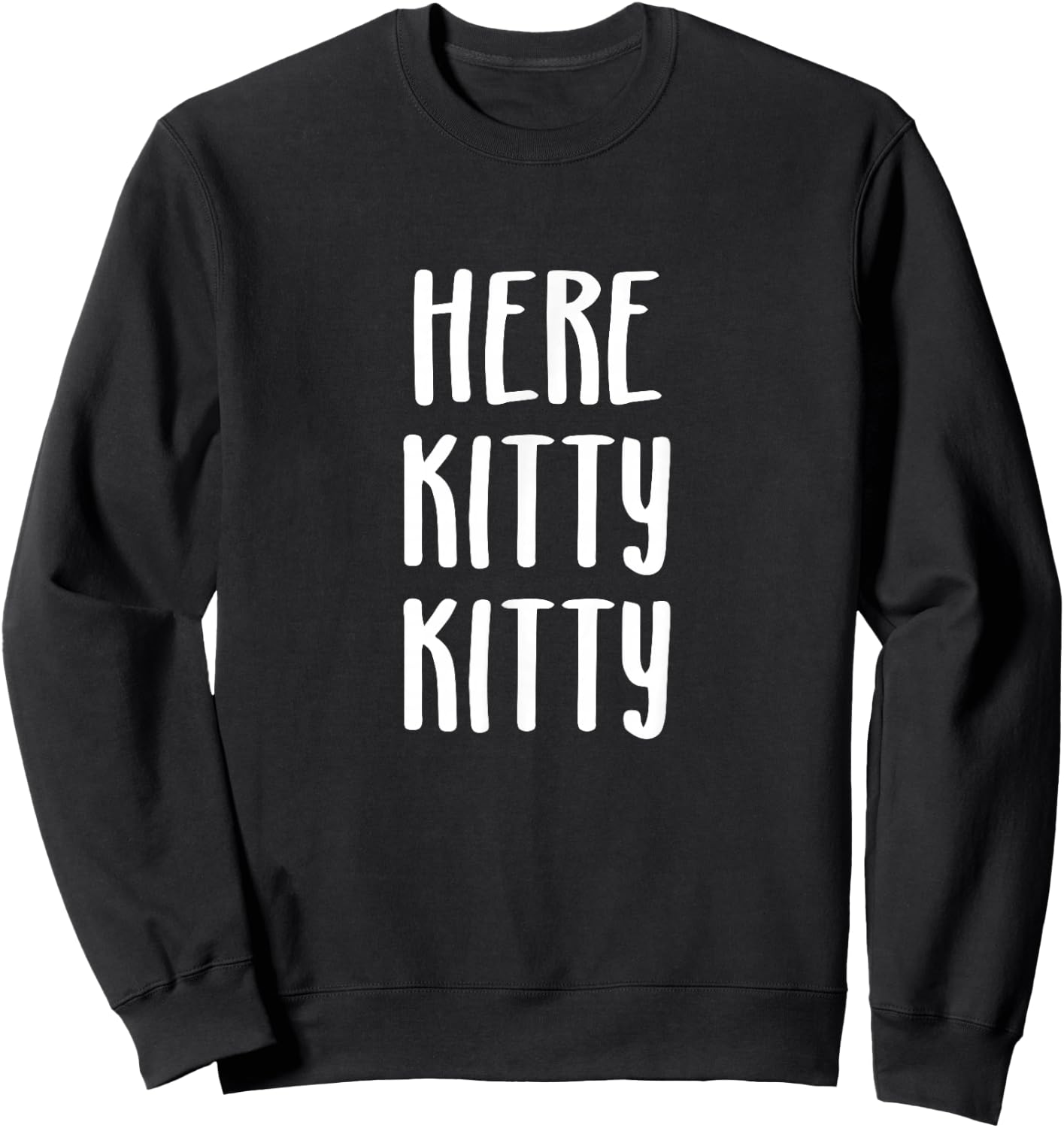 Critterz Kitty Cat Designs Here Kitty Kitty - -Adults, Black, Small, Short Sleeve Sweatshirt - Sweatshirt | Black