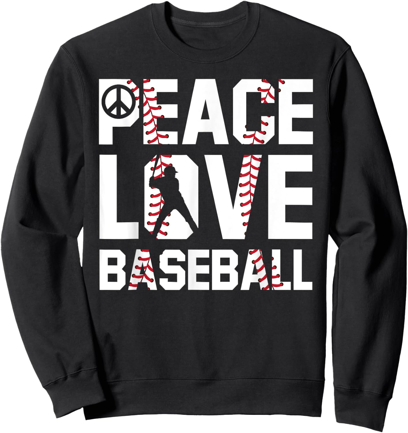 Peace Love Baseball For Soft Ball Fans Baseball Sweatshirt - Sweatshirt | Black