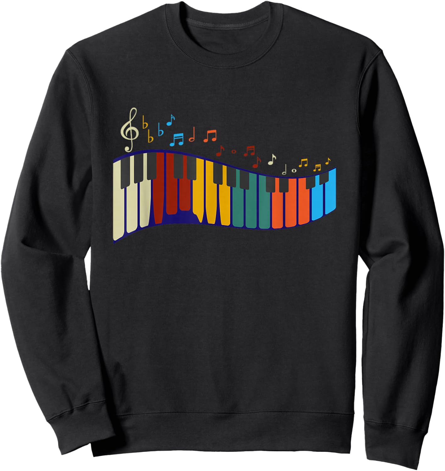 Music Notes Pianist Gift Colorful Piano Sweatshirt - Sweatshirt | Black