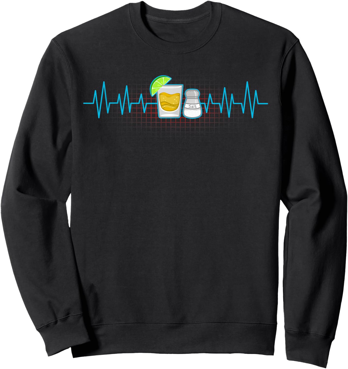 Tequila Lime Salt Heartbeat Funny Cinco De Mayo Fiesta Gift Sweatshirt - Sweatshirt | Black