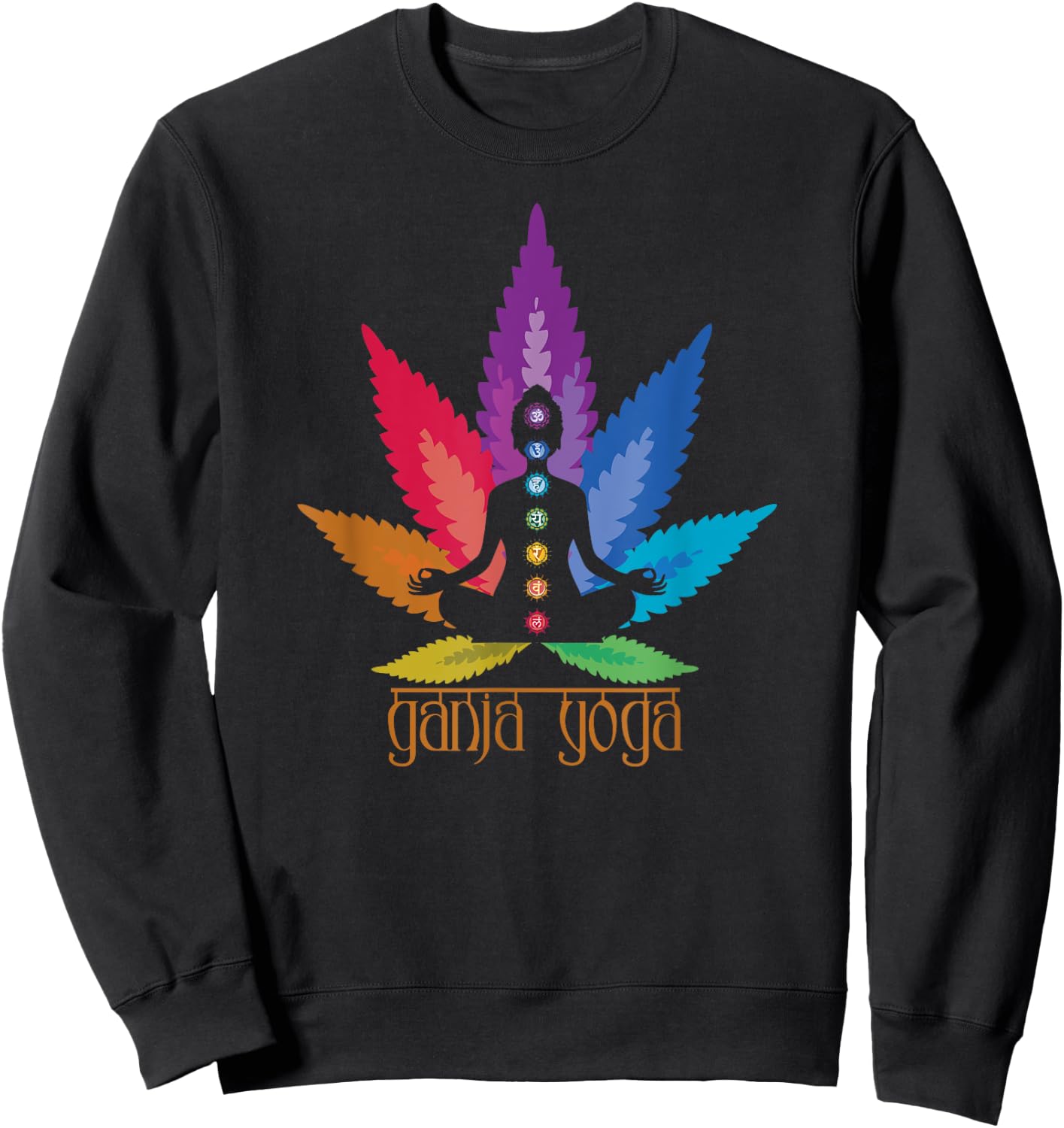Seven Chakras Ganja Yoga Sweatshirt - Sweatshirt | Black