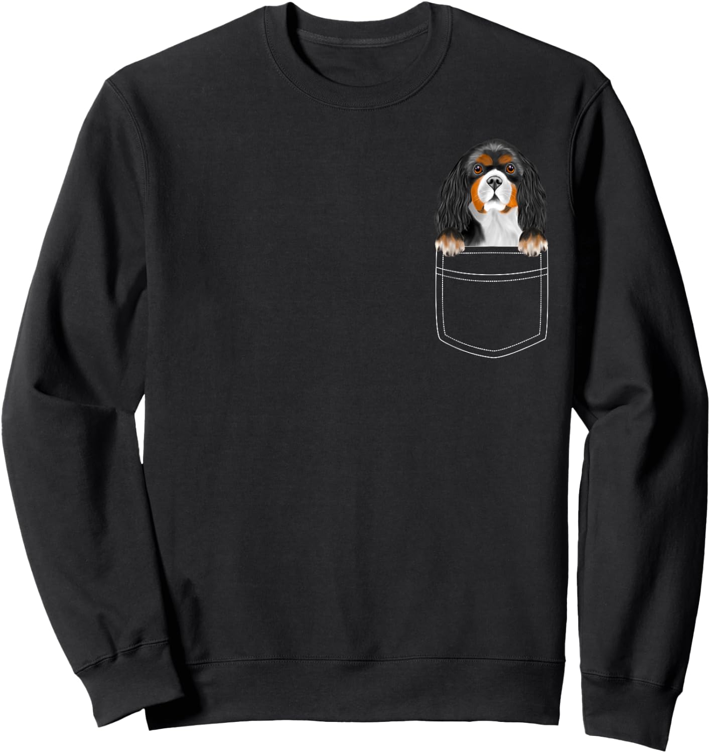 Cavalier King Charles Spaniel Dog In Pocket Funny Dog Lover Sweatshirt - Sweatshirt | Black