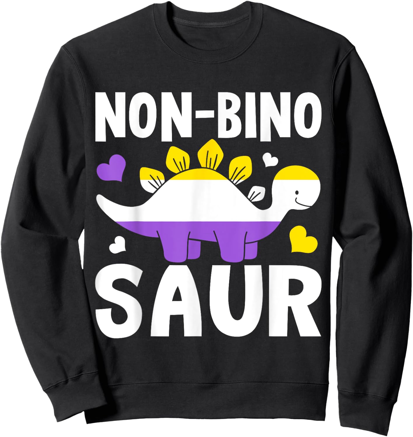 Non Bino Saur Dinosaur Aagender Non Binary Sweatshirt - Sweatshirt | Black