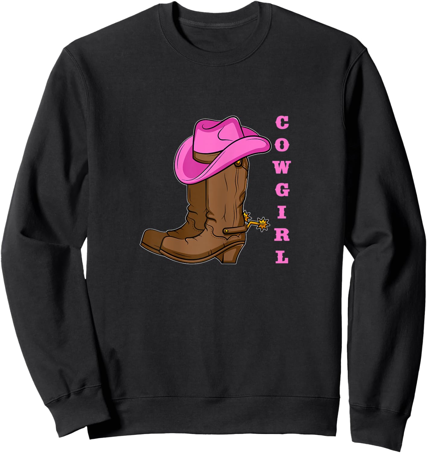 Cowgirl Boots Western Rodeo Hat Spurs Sweatshirt - Sweatshirt | Black