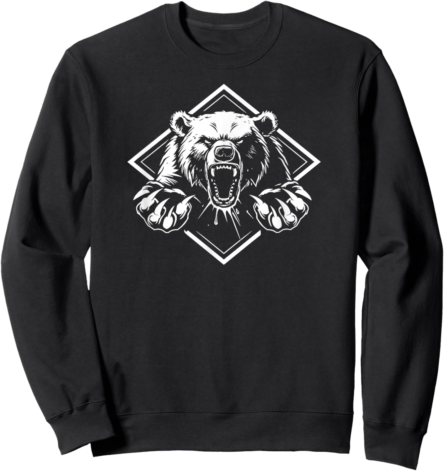 Angry Bear Grizzly Bears Wildlife Mountains Animal Sweatshirt - Sweatshirt | Black