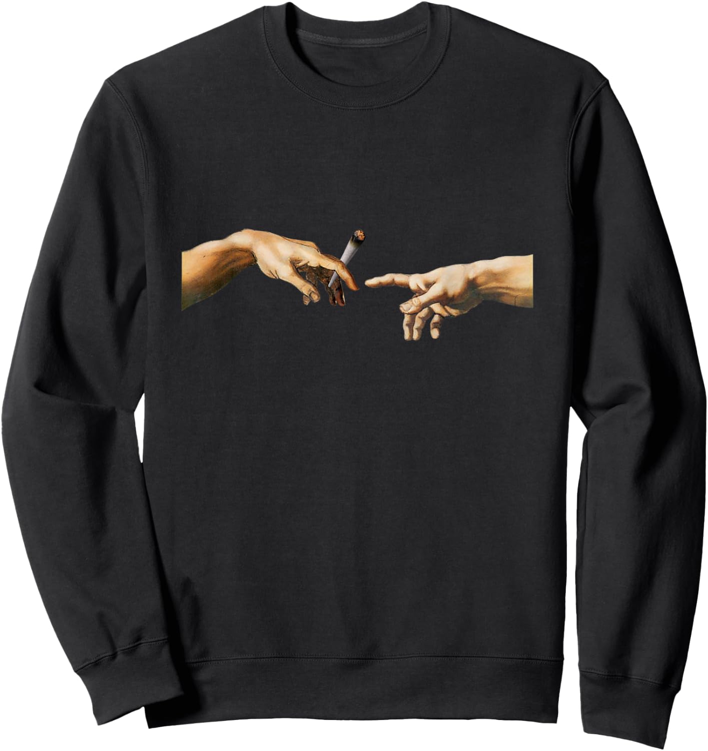 420 The Creation of Adam Michelangelo Weed Joint Vintage Sweatshirt - Sweatshirt | Black