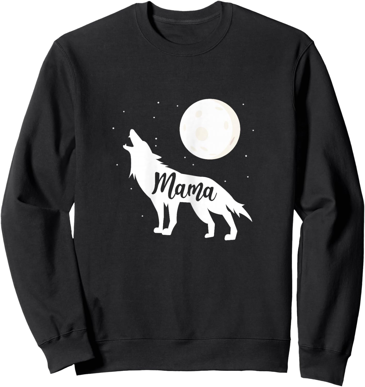 Mama Wolf Wolves Full Moon Mother's Day Sweatshirt - Sweatshirt | Black