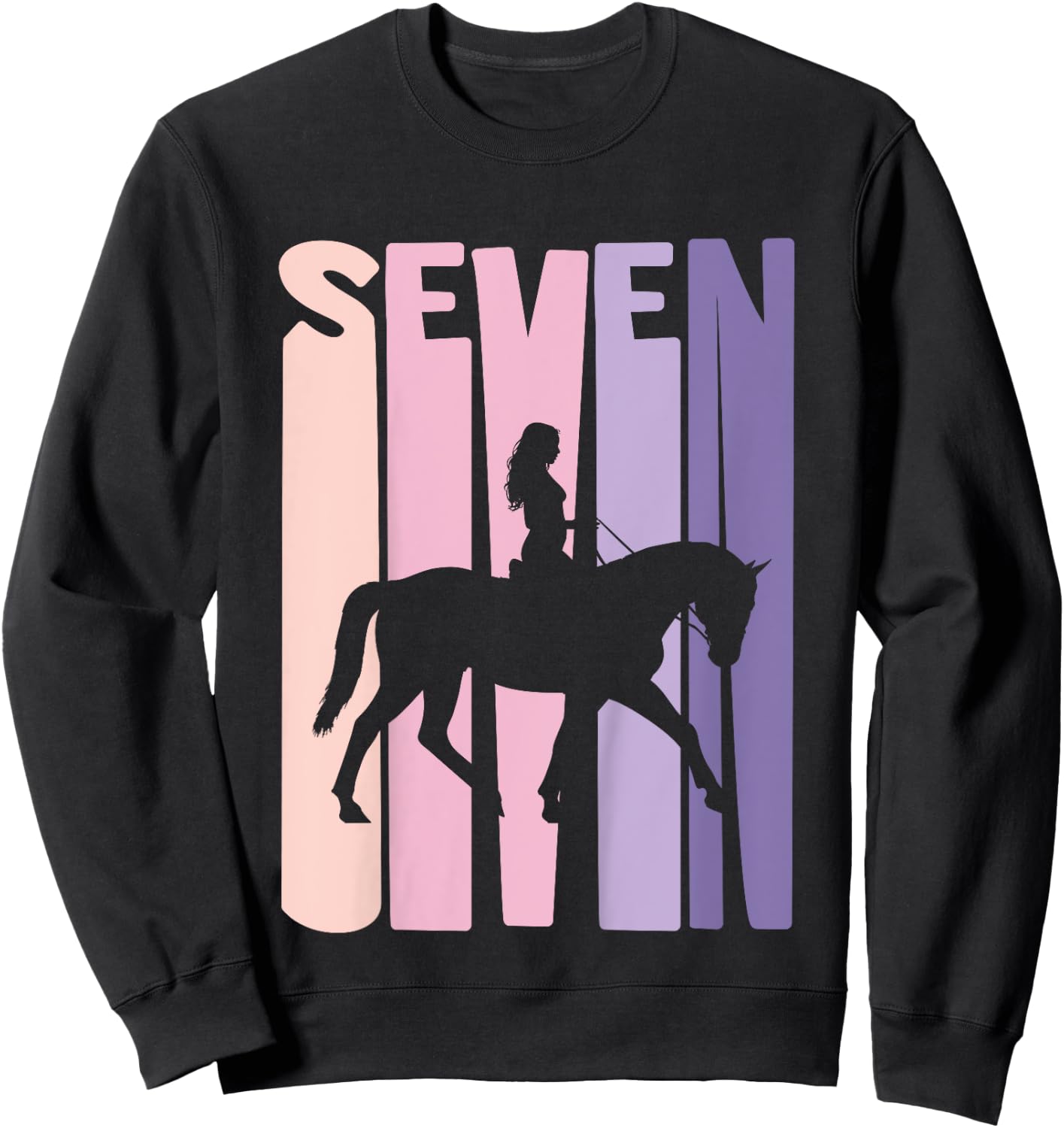 7th Birthday Gift Horse Rider Fan 7 Years Girls Sweatshirt - Sweatshirt | Black