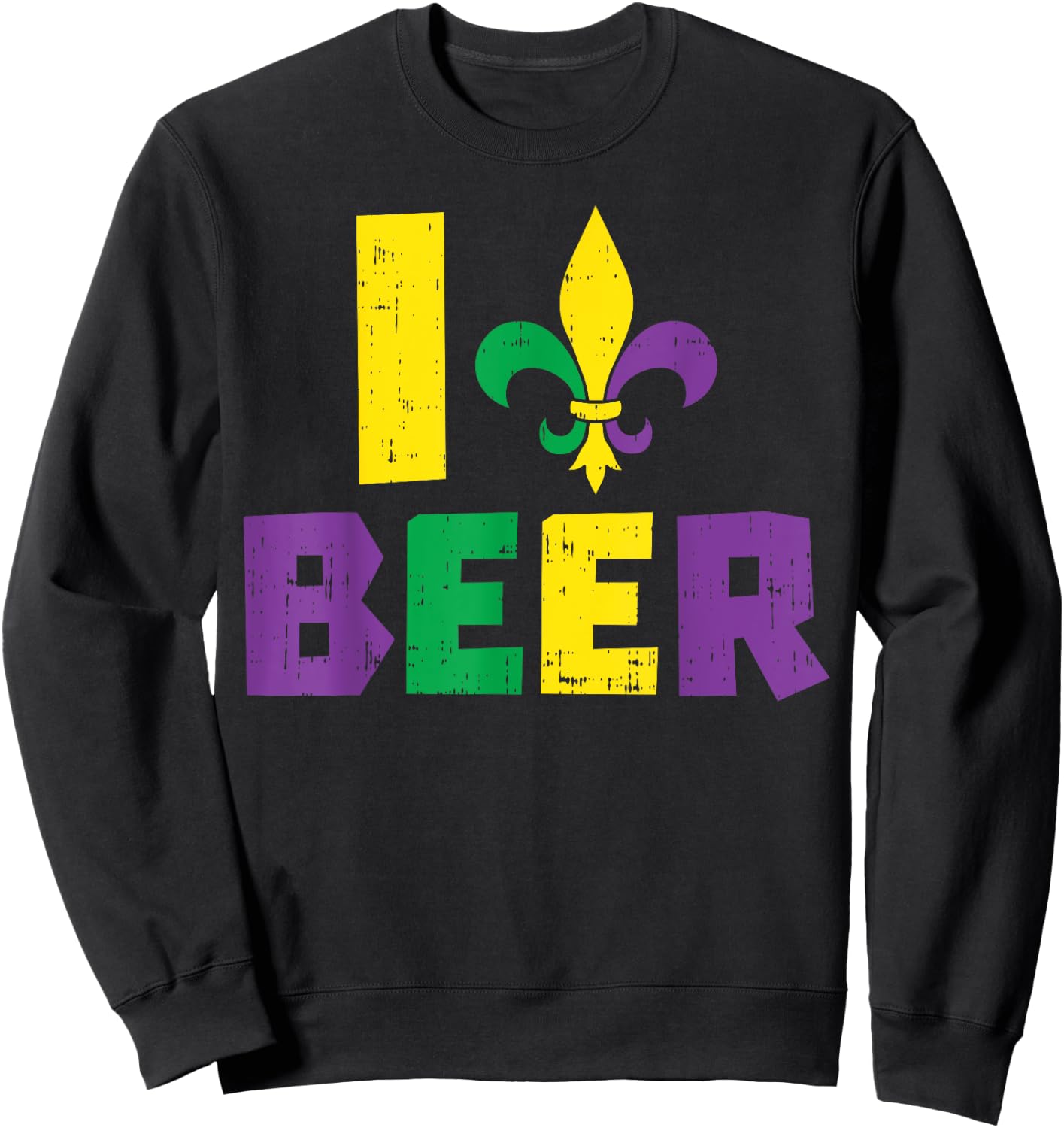 I Love Beer Jester Hat Drinking Team Fun Mardi Gras Carnival Sweatshirt - Sweatshirt | Black