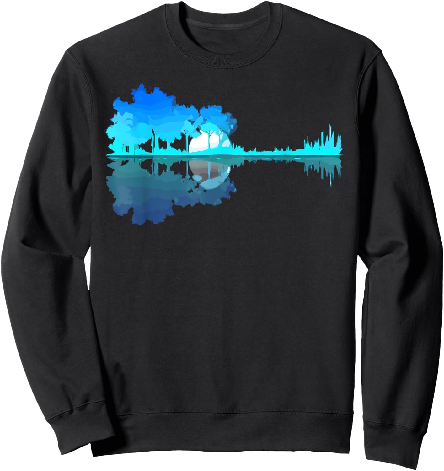 Guitar Lake Reflection Guitarist Music Love Guitar Musician Sweatshirt - Sweatshirt | Black