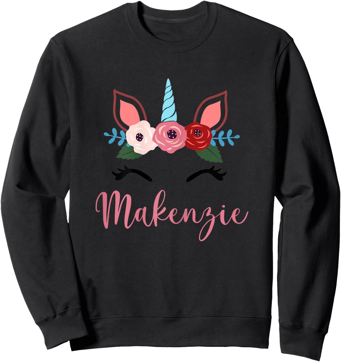 Cute Makenzie Magical Floral Unicorn For Girls Sweatshirt - Sweatshirt | Black