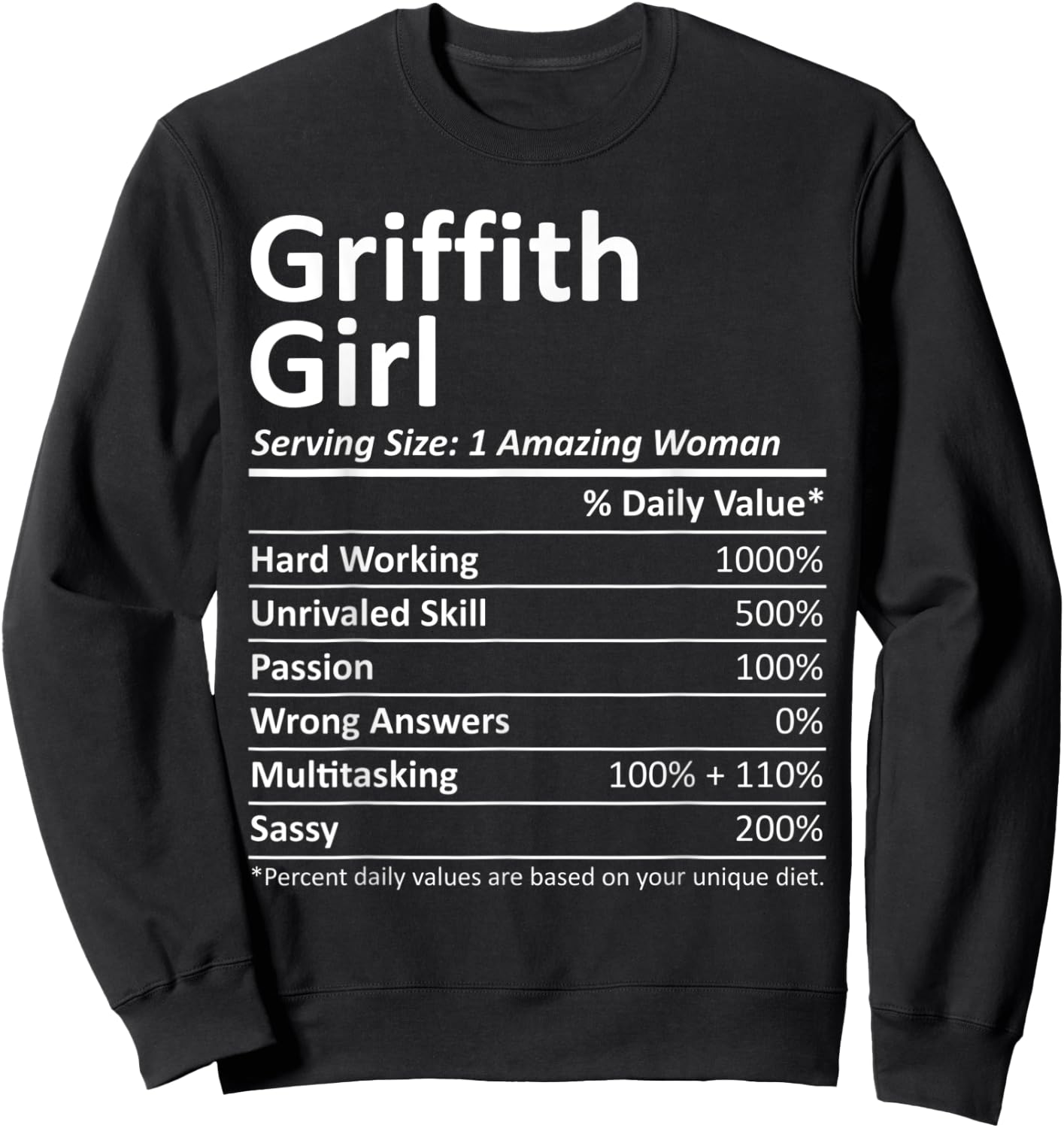 GRIFFITH GIRL IN INDIANA Funny City Home Roots USA Gift Sweatshirt - Sweatshirt | Black
