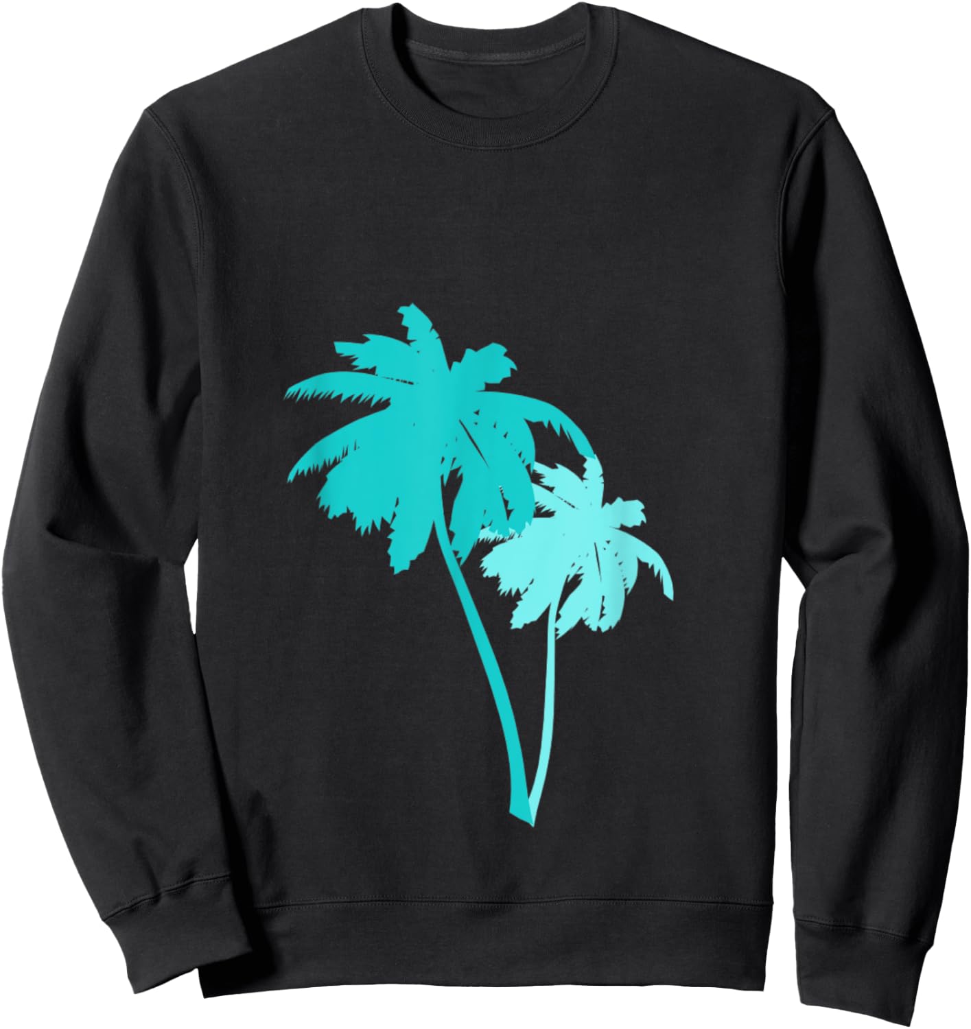 Turquoise Aqua Blue Palm Trees Sweatshirt - Sweatshirt | Black