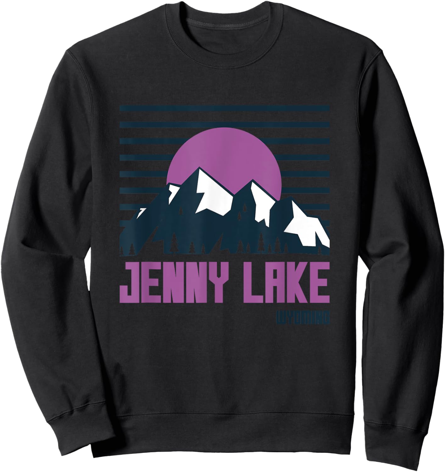 Jenny Lake Wyoming Vintage Mountains Hiking Camp Retro Sweatshirt - Sweatshirt | Black