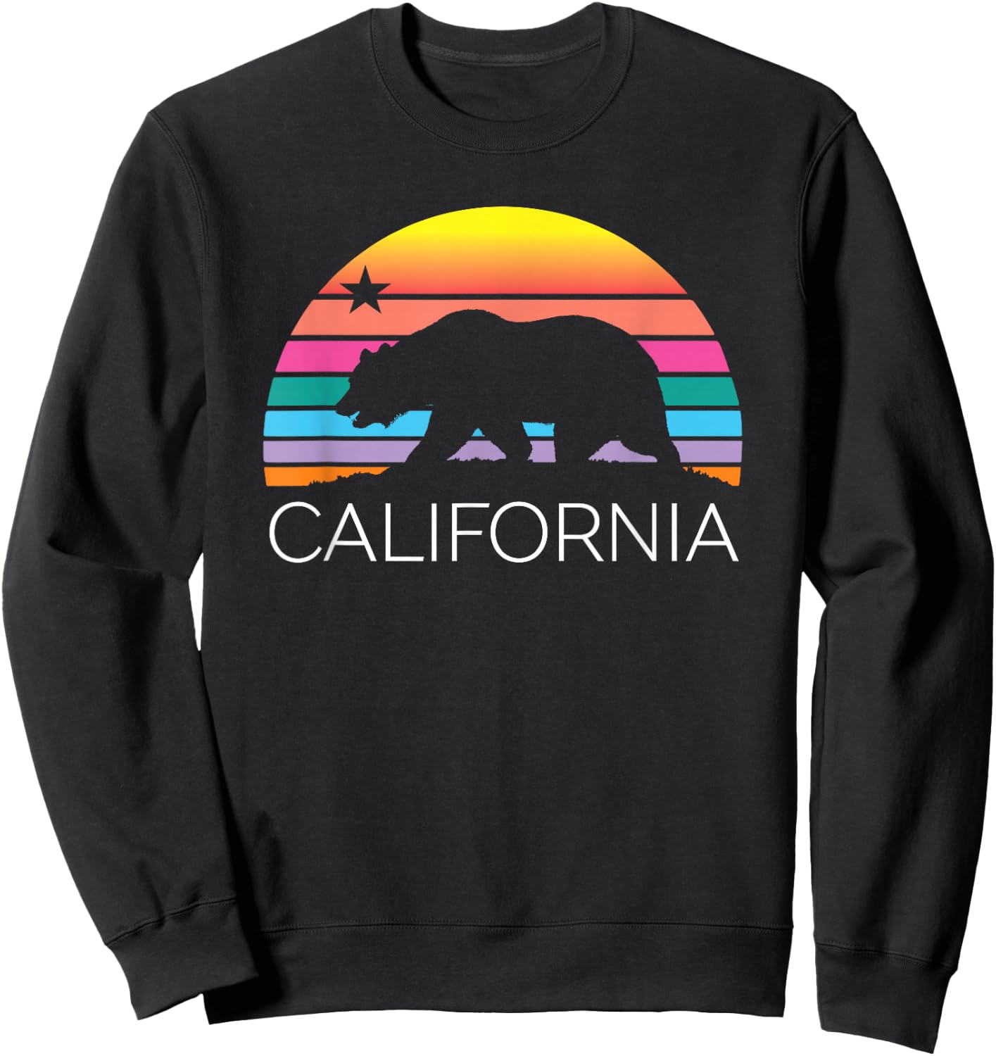 Retro California Surf Vintage Beach Cali 80s Venice Palm Sun Sweatshirt - Sweatshirt | Black