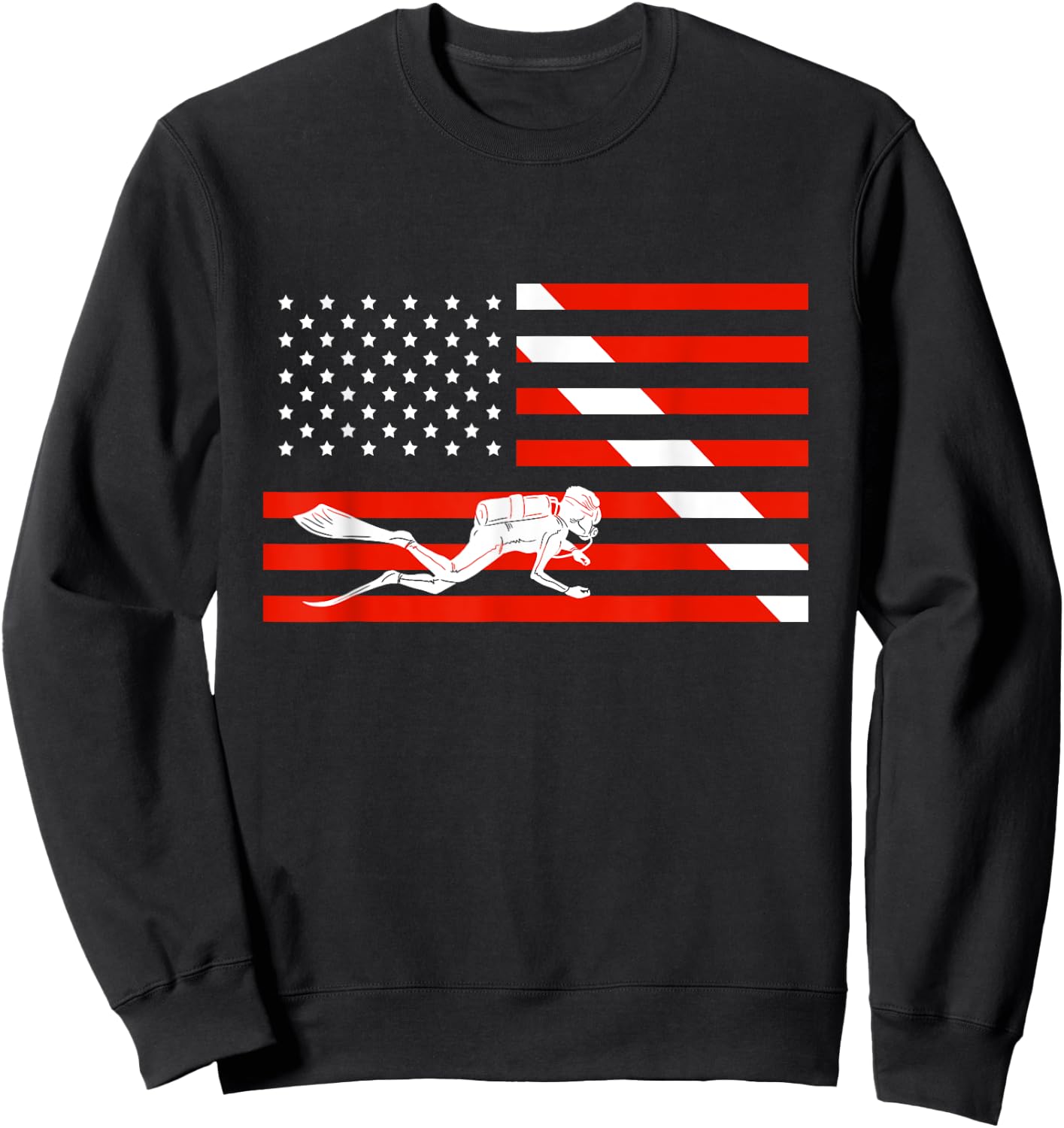 American Scuba Diver Flag Cool Scuba Dive Flag Diver Gift Sweatshirt - Sweatshirt | Black