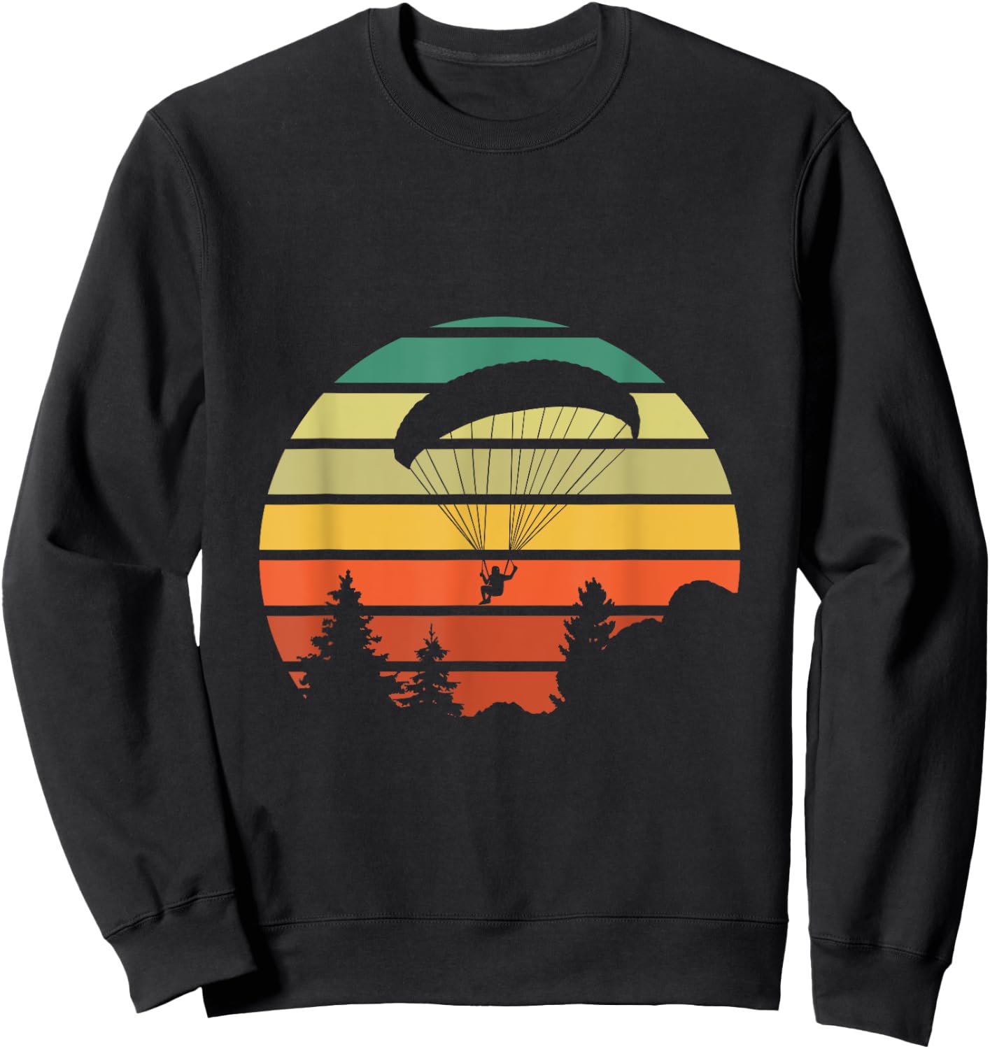 Paragliding Outfits Paraglider Vintage Paragliding Over Forest Sweatshirt - Sweatshirt | Black
