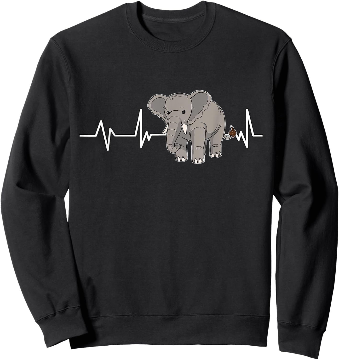 Elephant Heartbeat EKG Gift Elephant Sweatshirt - Sweatshirt | Black